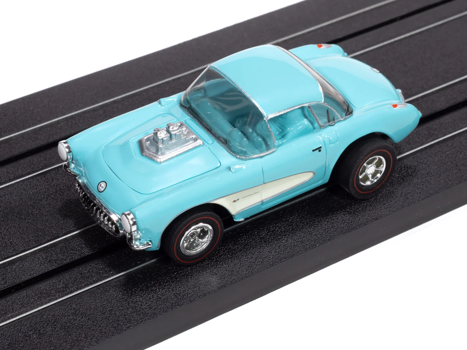 Auto World Xtraction 1957 Chevy Corvette Convertible (Turquoise) HO Scale Slot Car - Image 4