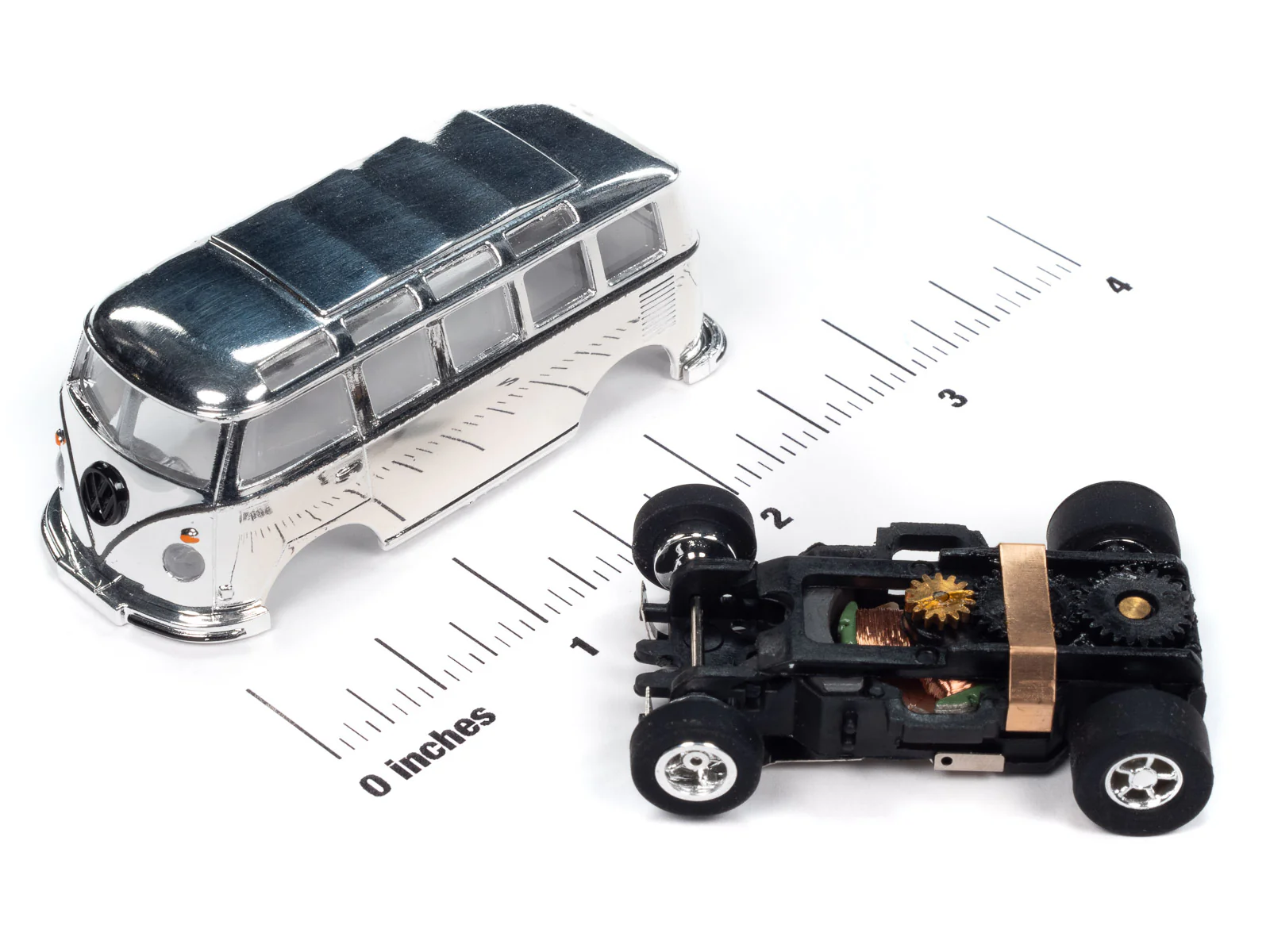 Auto World Xtraction 1965 VW Samba Bus (Chrome) HO Scale Slot Car - Image 3