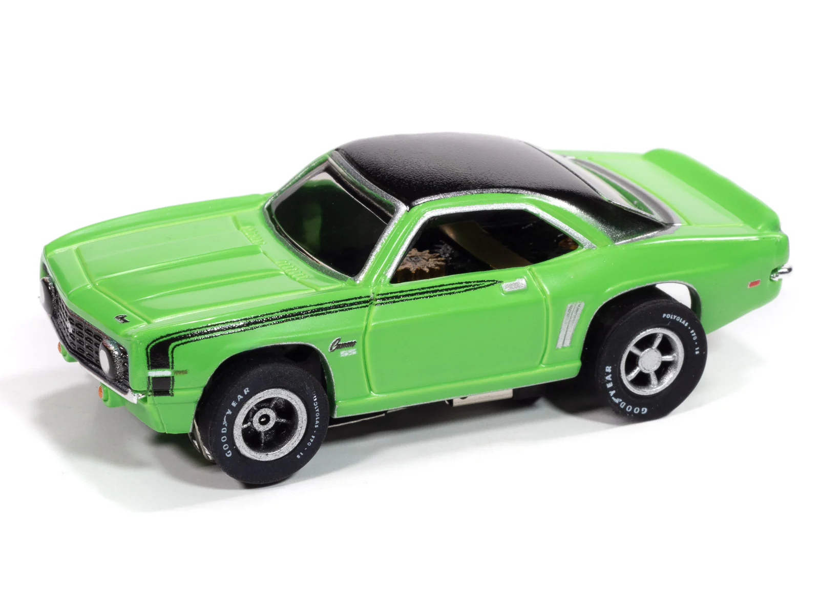 Auto World Xtraction 1969 Chevy Camaro (Neon Green & Black) HO Scale Slot Car - Image 2