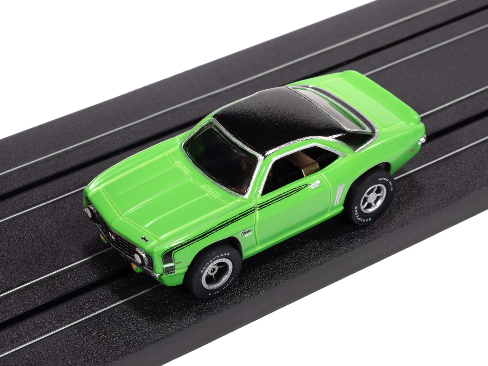 Auto World Xtraction 1969 Chevy Camaro (Neon Green & Black) HO Scale Slot Car - Image 4