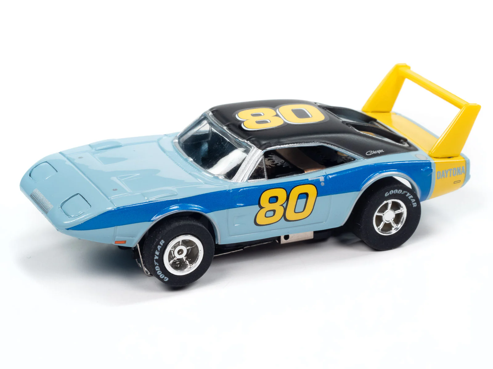 Auto World Xtraction 1969 Dodge Daytona (Blue/Yellow) HO Scale Slot Car - Image 2