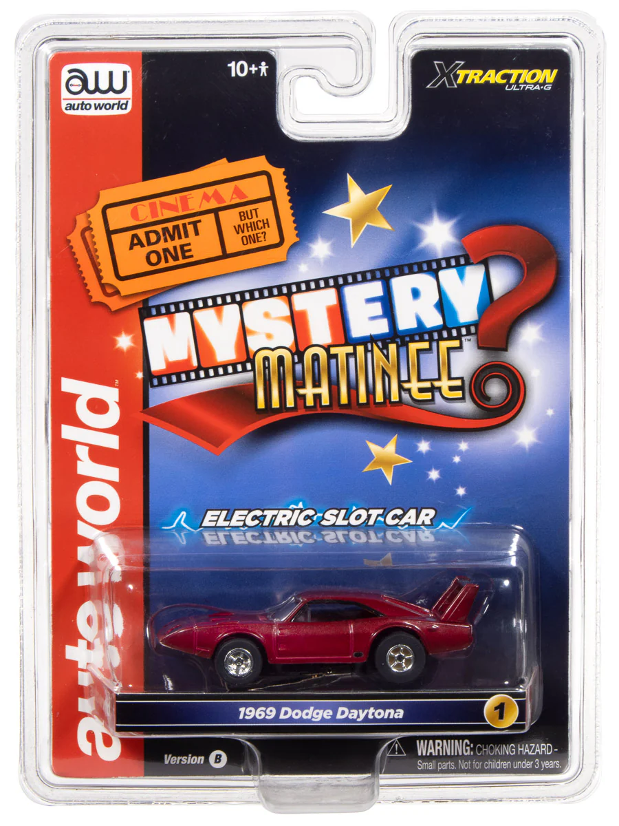 Auto World Xtraction 1969 Dodge Daytona Mystery Matinee (Red) HO Scale Slot Car