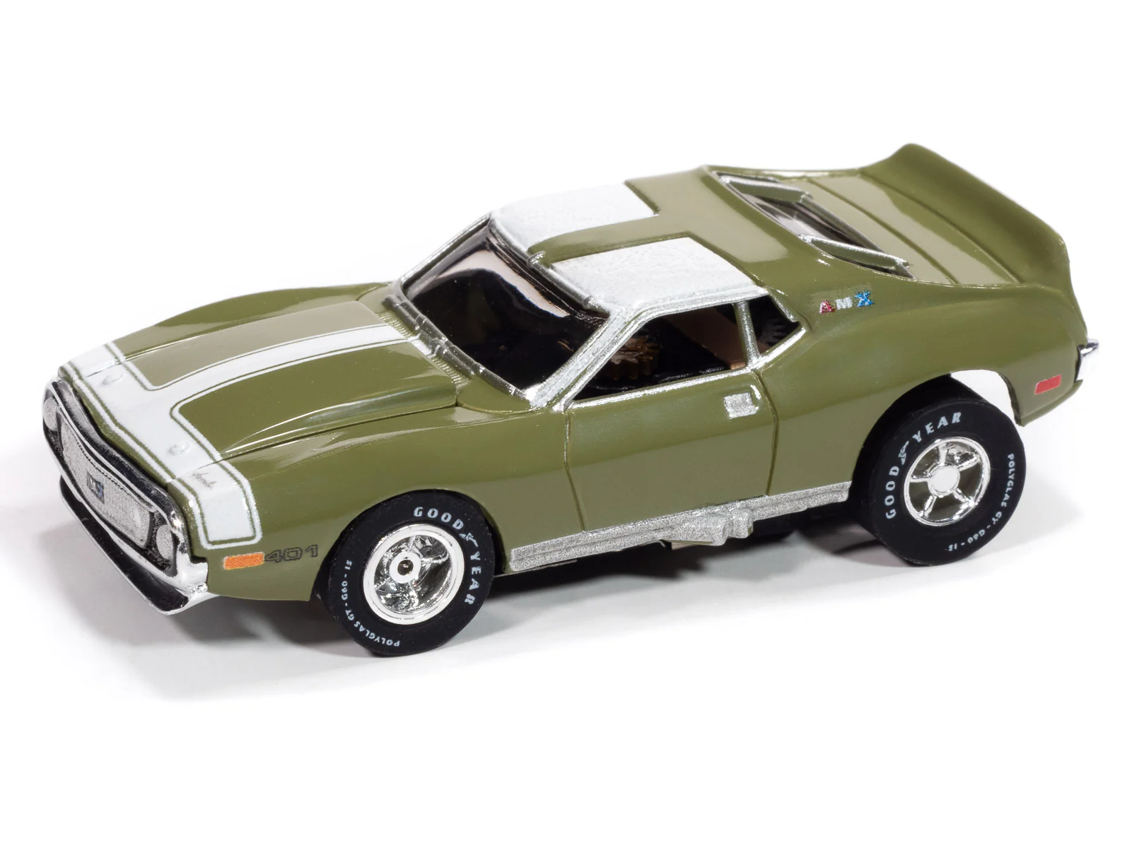 Auto World Xtraction 1971 AMC Javelin (Green & White) HO Scale Slot Car - Image 2
