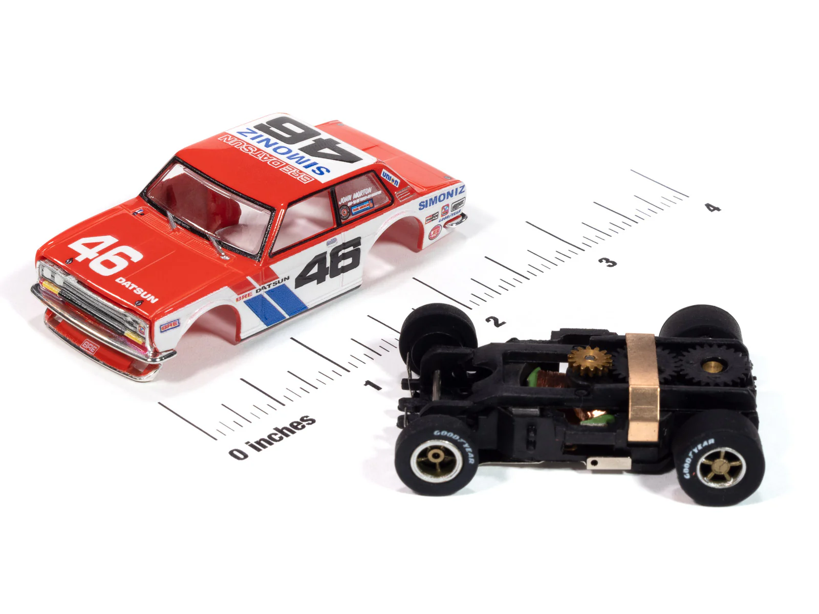 Auto World Xtraction 1972 BRE Datsun 510 #46 (Red, White & Blue) HO Scale Slot Car - Image 3