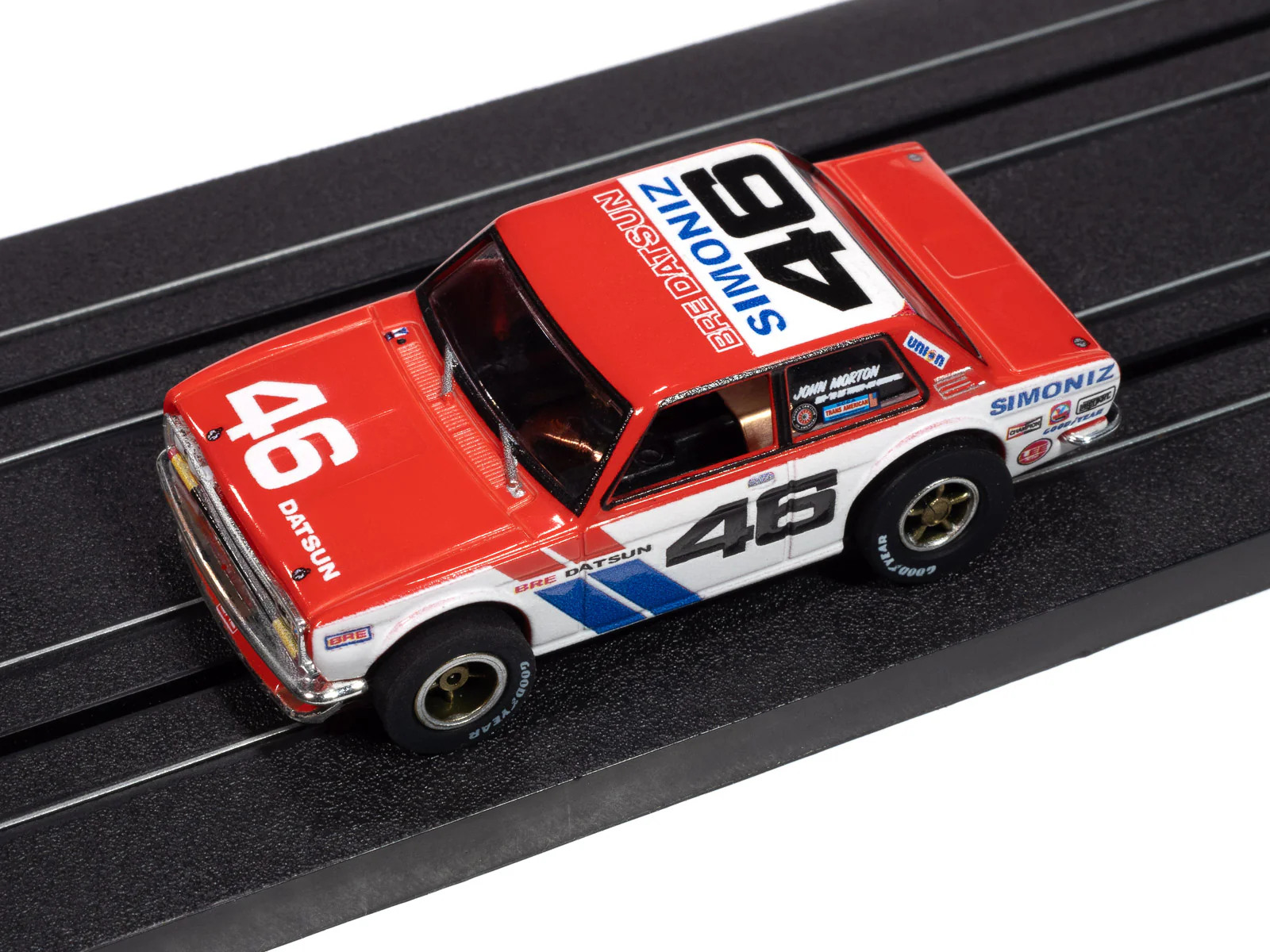 Auto World Xtraction 1972 BRE Datsun 510 #46 (Red, White & Blue) HO Scale Slot Car - Image 4