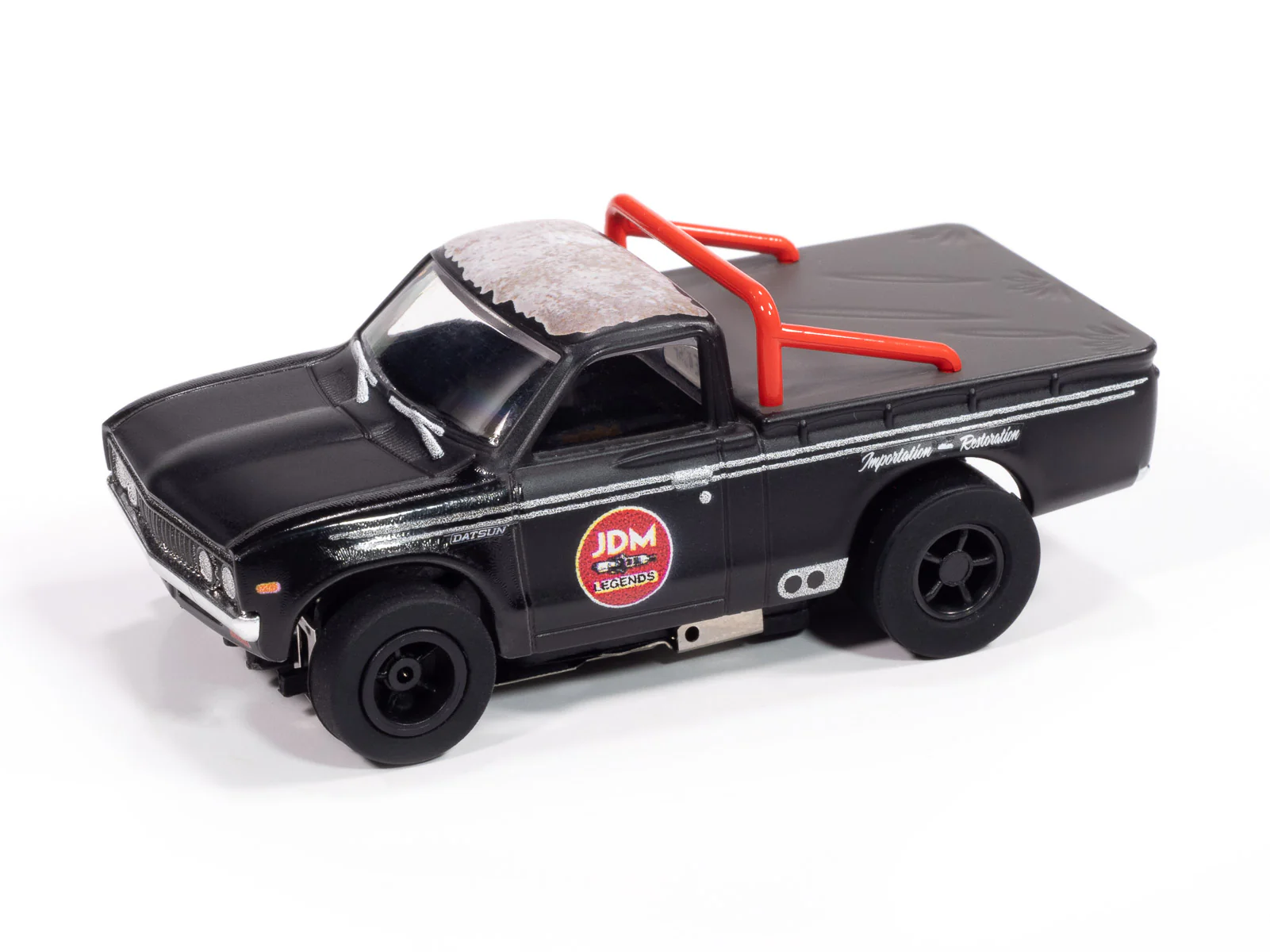 Auto World Xtraction 1972 Datsun 620 Pickup Truck JDM Legends (Black) HO Scale Slot Car - Image 2