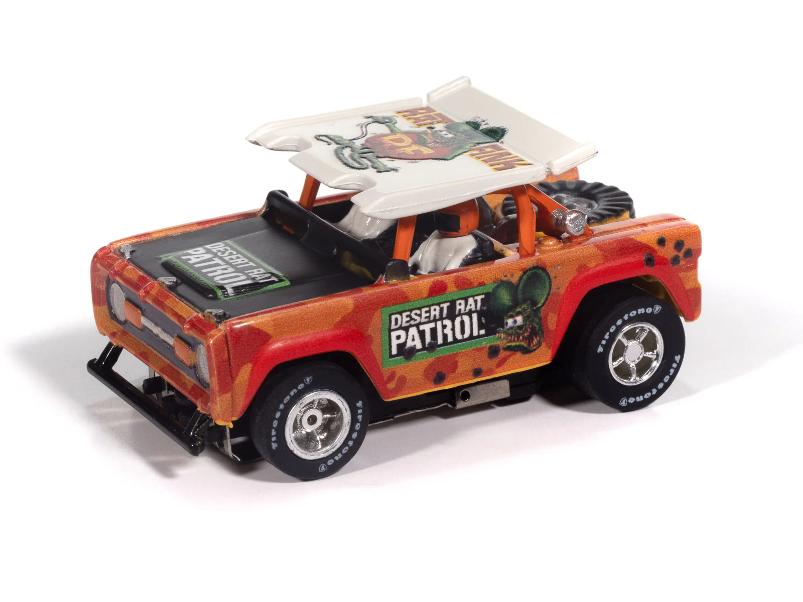 Auto World Xtraction 1972 Ford Baja Bronco Rat Fink (Orange) HO Scale Slot Car - Image 2