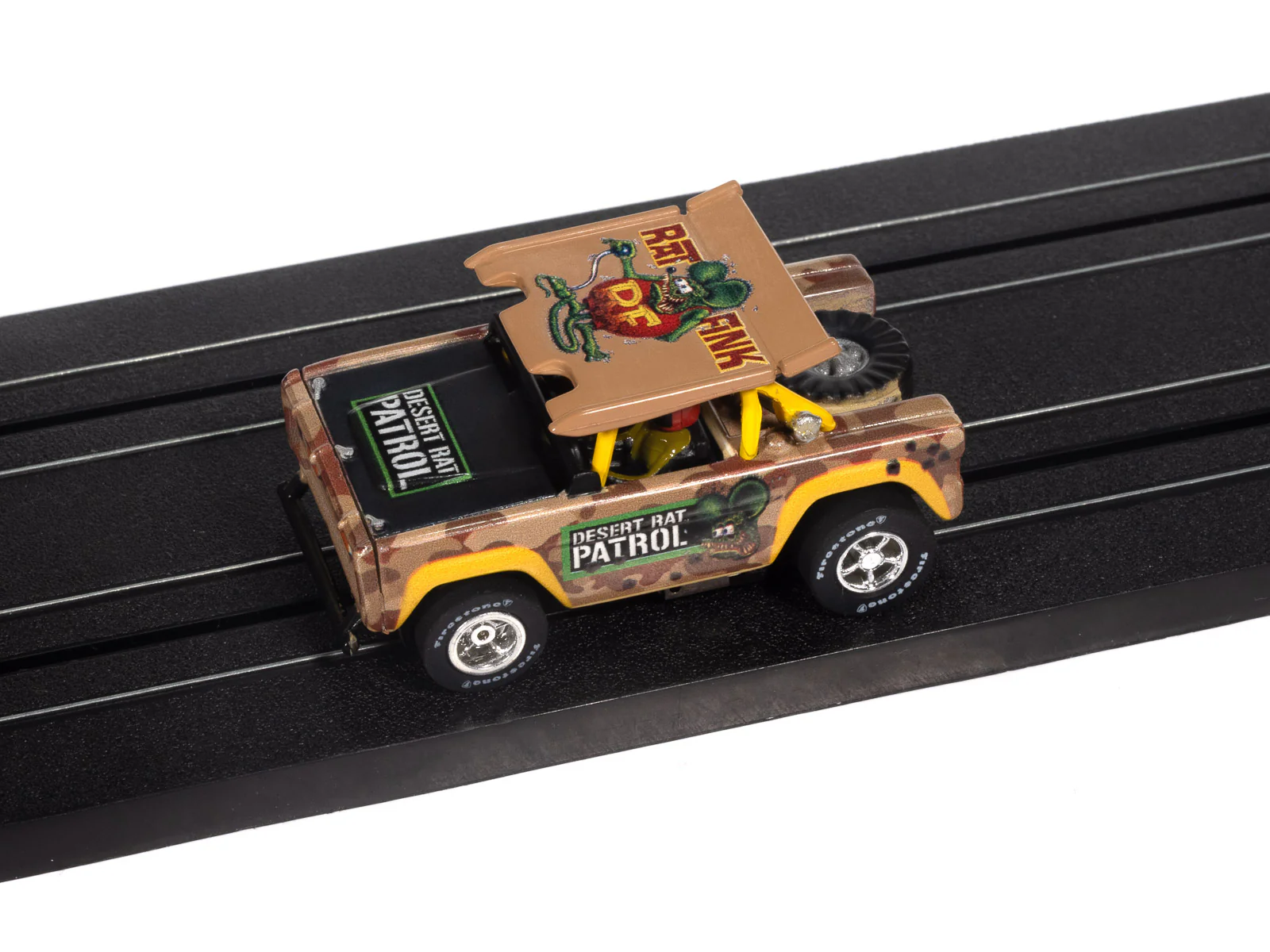 Auto World Xtraction 1972 Ford Baja Bronco Rat Fink (Yellow) HO Scale Slot Car - Image 3