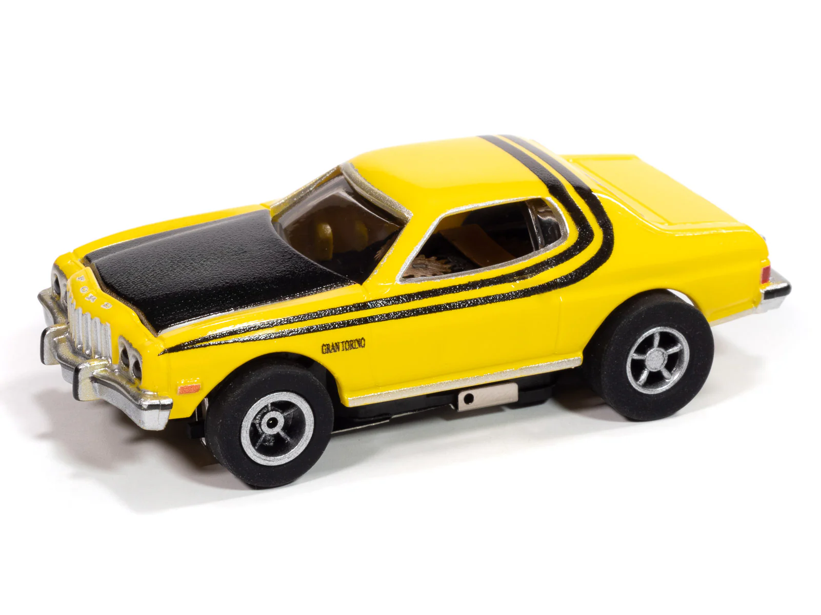 Auto World Xtraction 1976 Ford Torino Gloss (Yellow) HO Scale Slot Car - Image 2