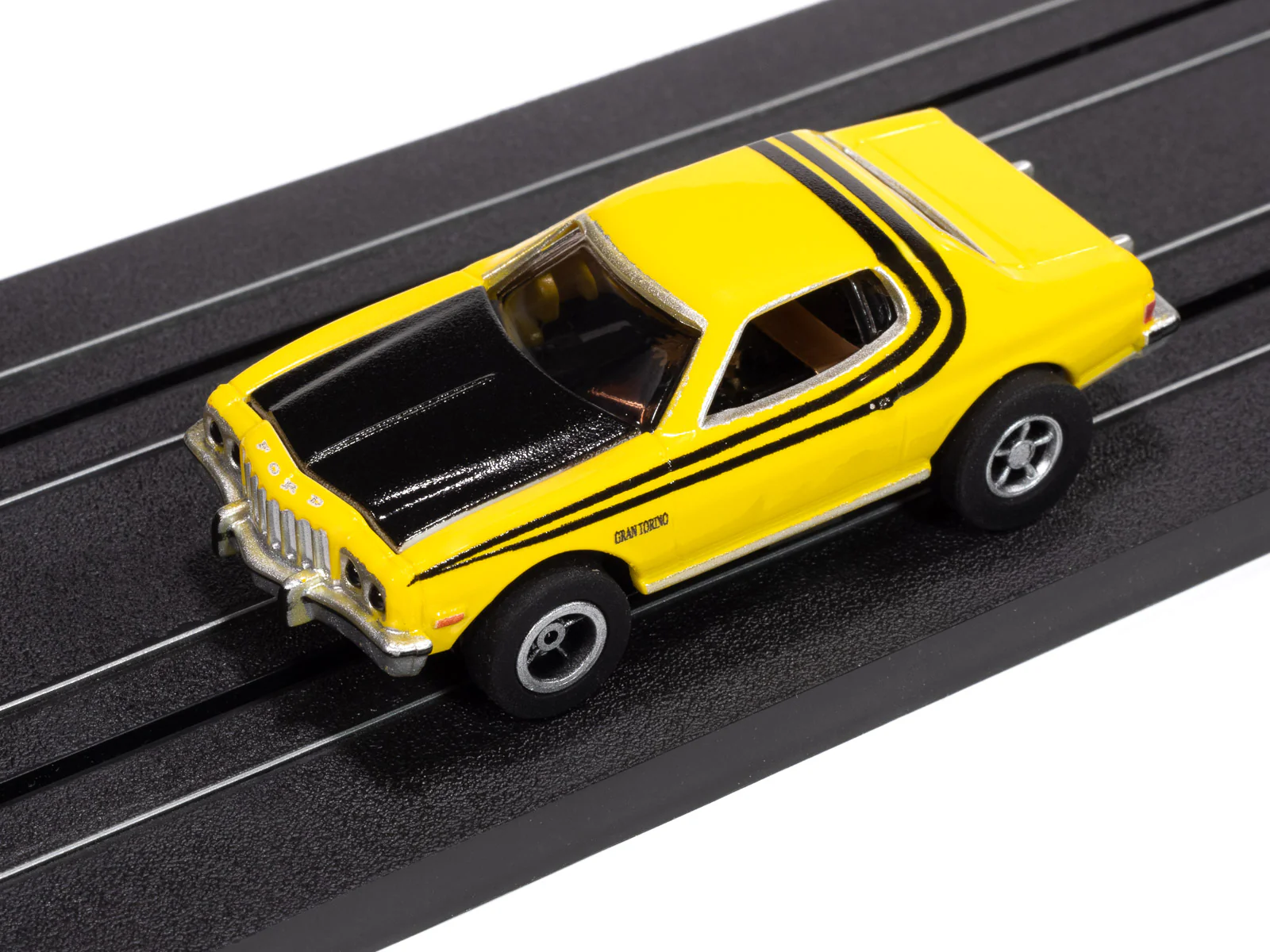 Auto World Xtraction 1976 Ford Torino Gloss (Yellow) HO Scale Slot Car - Image 4