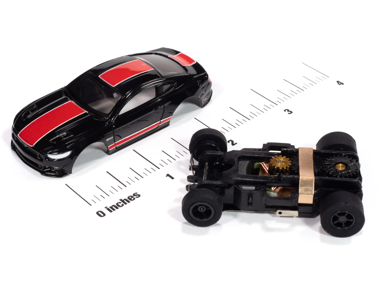 Auto World Xtraction 2015 Ford Mustang GT (Black & Red) HO Scale Slot Car - Image 3