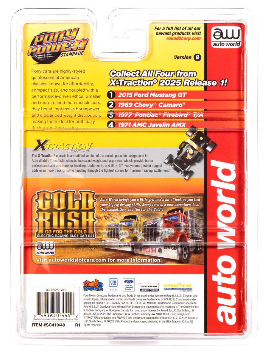 Auto World Xtraction 2015 Ford Mustang GT (Black & Red) HO Scale Slot Car - Image 5