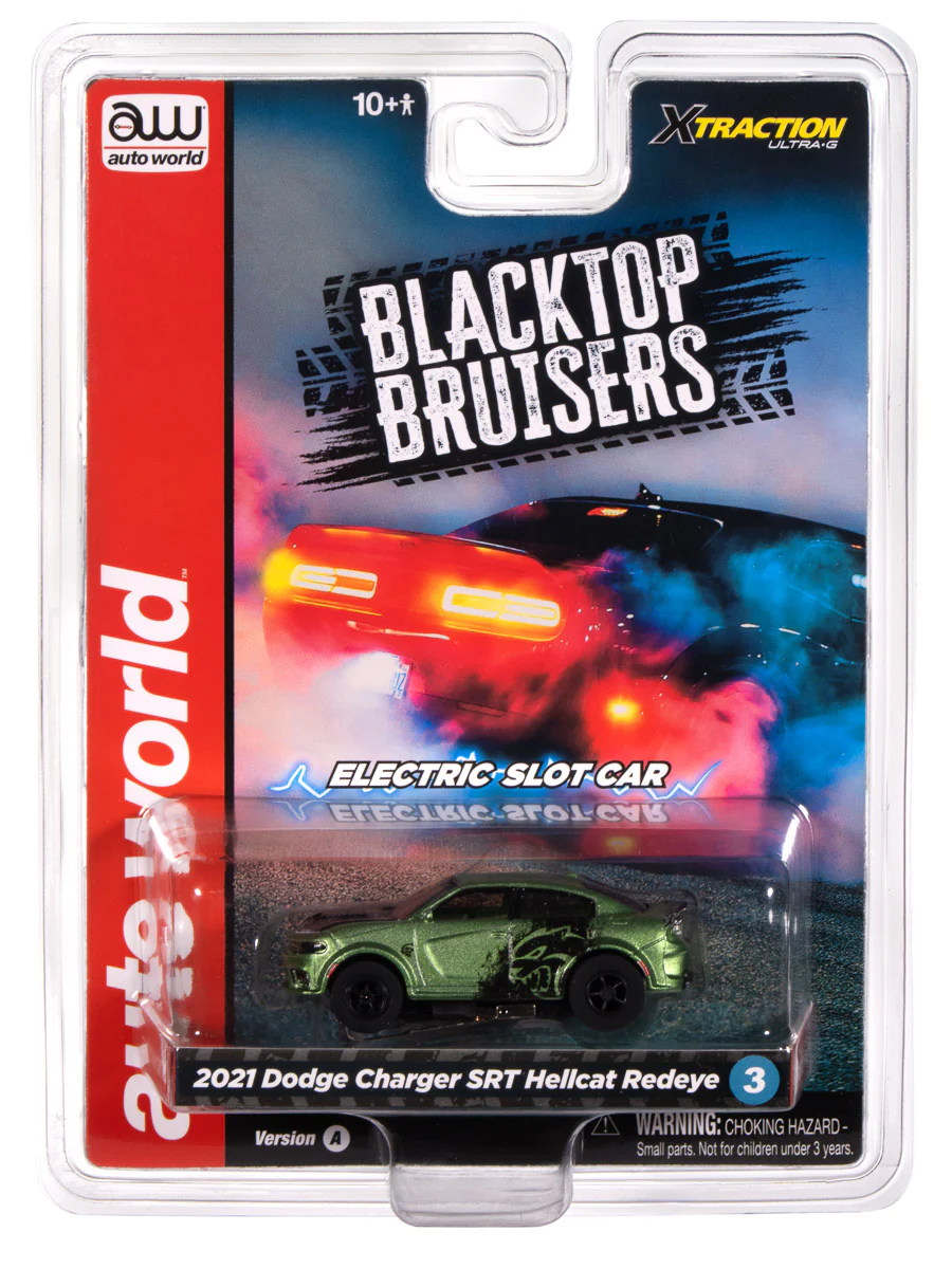 Auto World Xtraction 2021 Dodge Charger SRT Hellcat Redeye (Green) HO Scale Slot Car