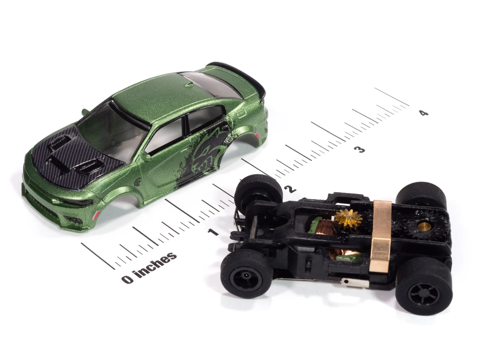 Auto World Xtraction 2021 Dodge Charger SRT Hellcat Redeye (Green) HO Scale Slot Car - Image 3