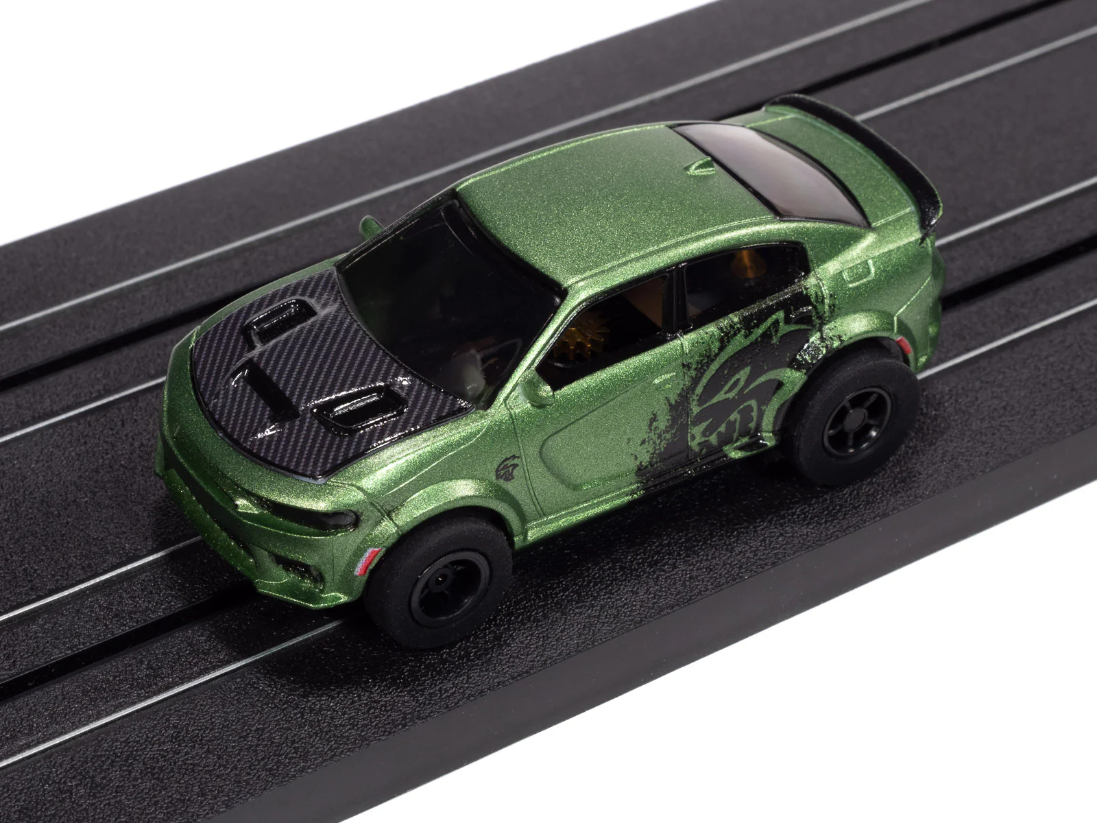 Auto World Xtraction 2021 Dodge Charger SRT Hellcat Redeye (Green) HO Scale Slot Car - Image 4