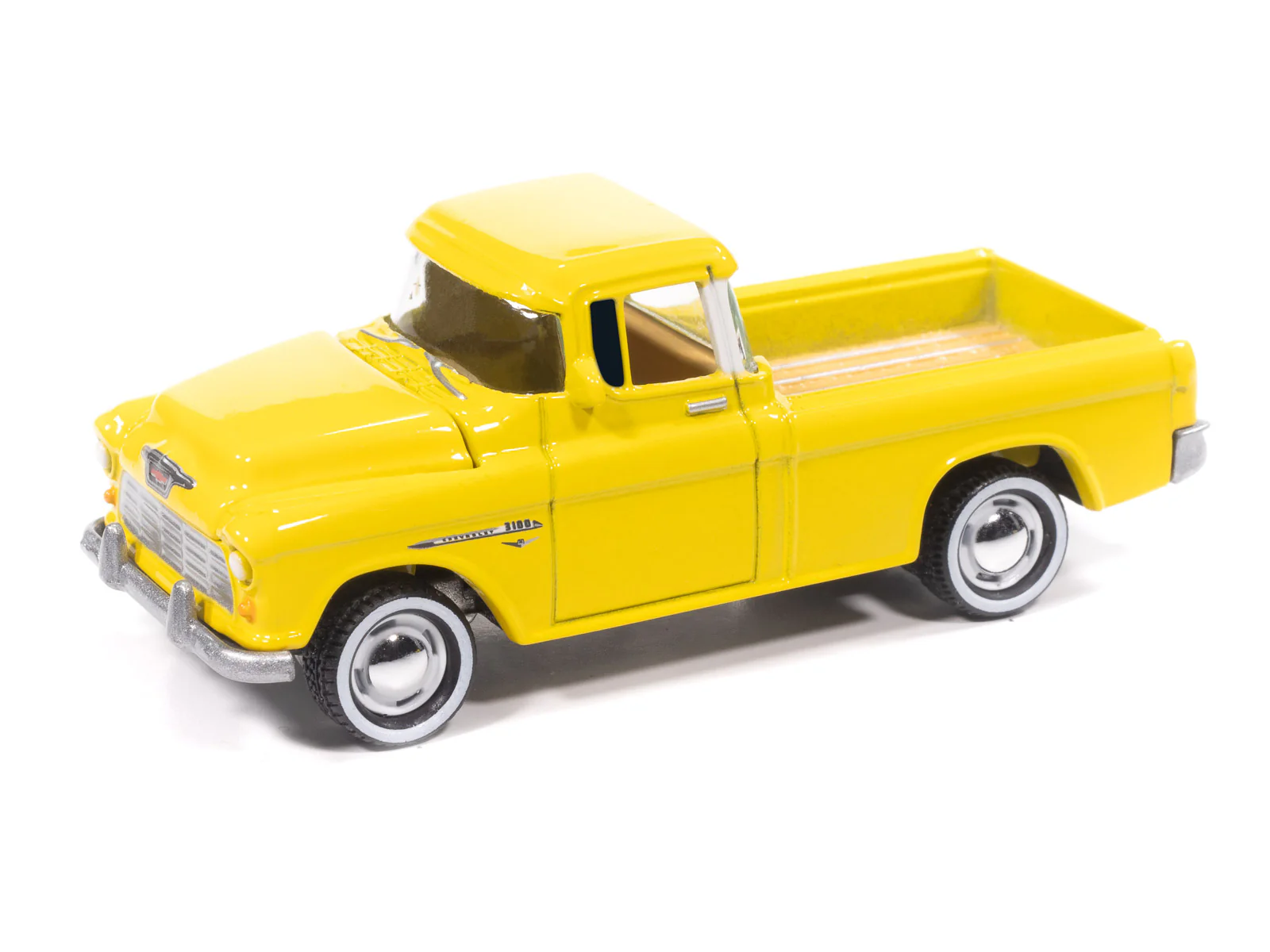 Johnny Lightning 1955 Chevy Cameo Pickup (Lemon Yellow) with Collector Tin 1:64 Diecast - Image 3