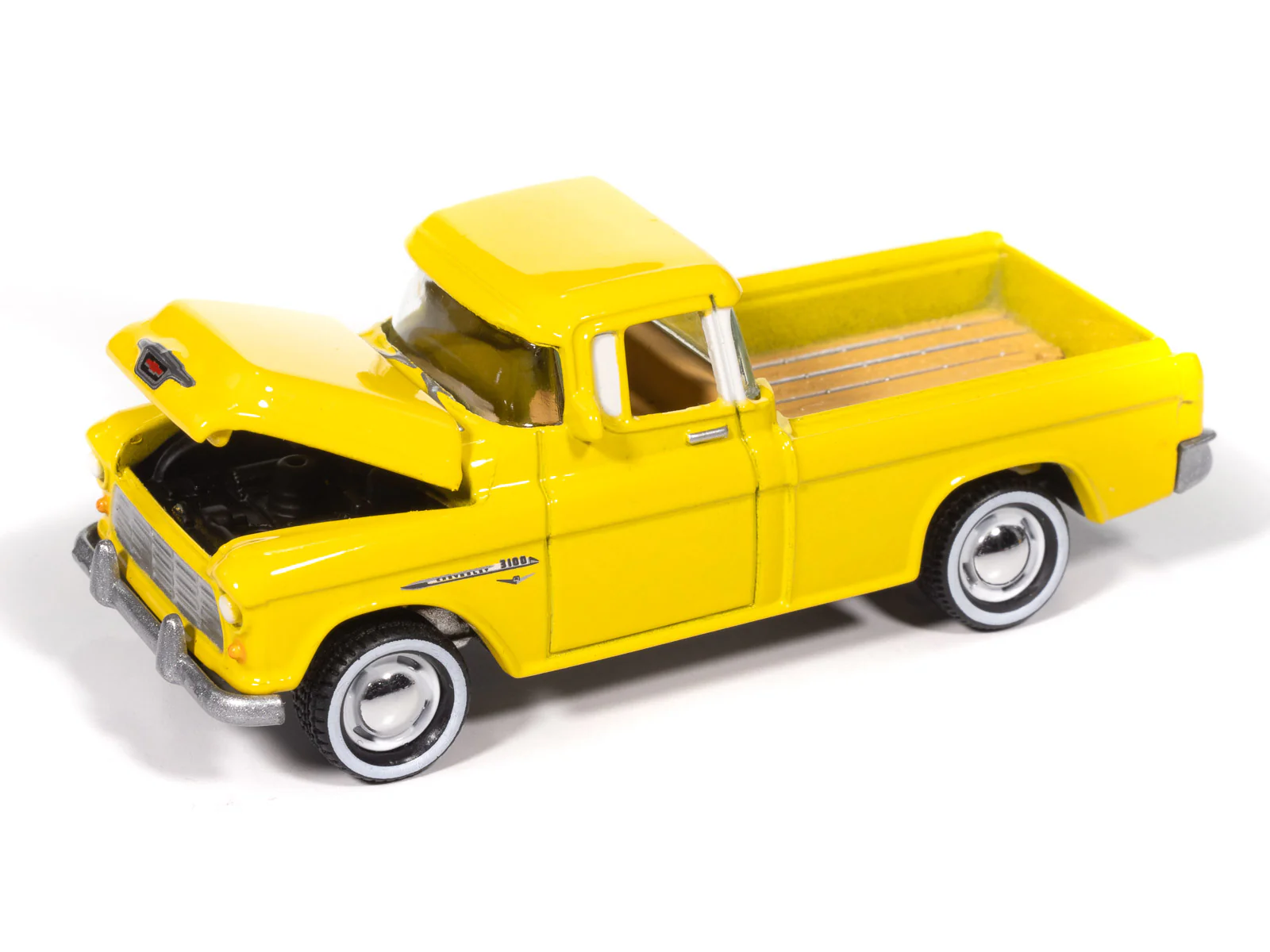 Johnny Lightning 1955 Chevy Cameo Pickup (Lemon Yellow) with Collector Tin 1:64 Diecast - Image 4