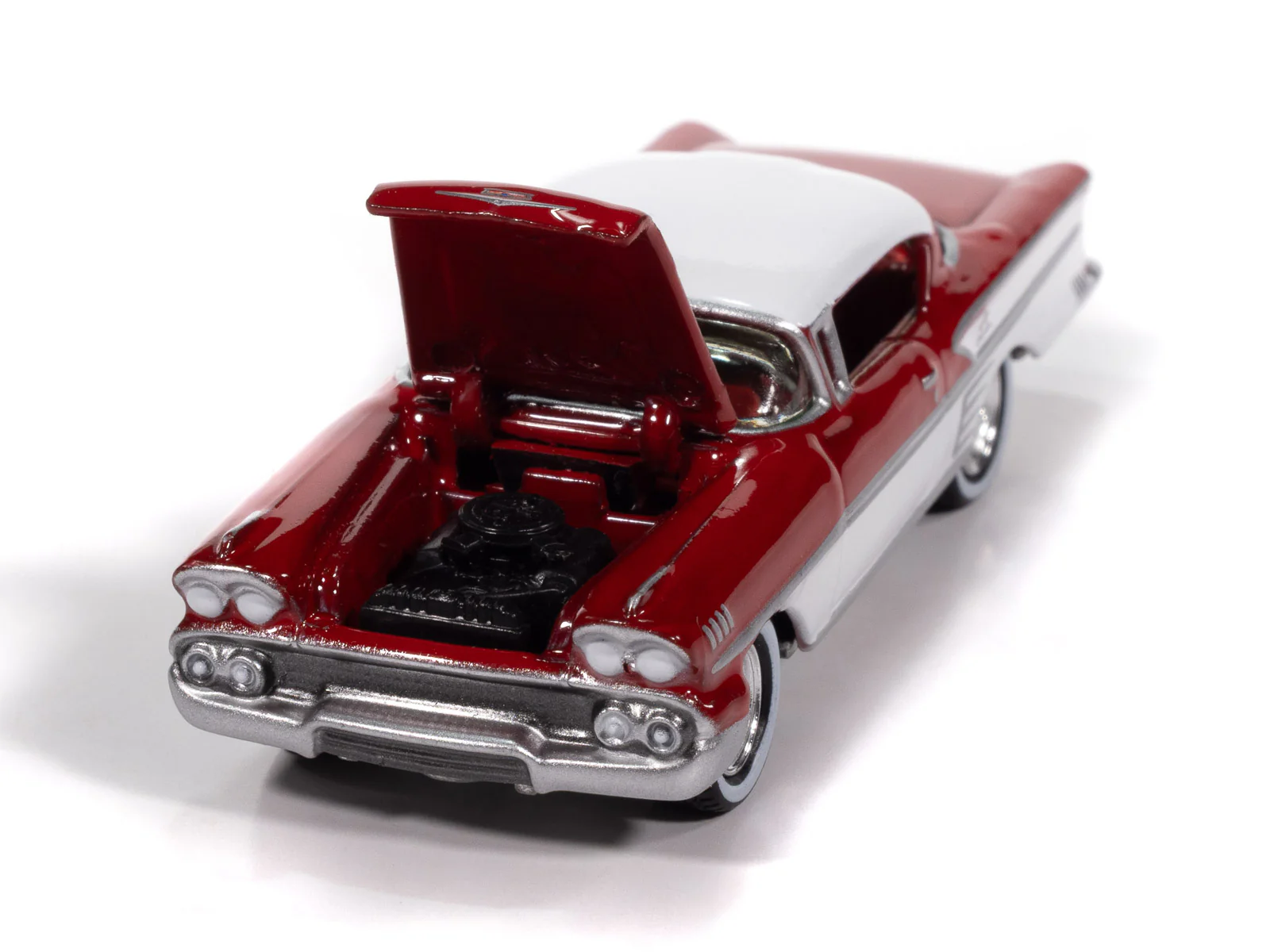 Johnny Lightning 1958 Chevy Impala (Rio Red w/ White Sides) with Collector Tin 1:64 Diecast - Image 3