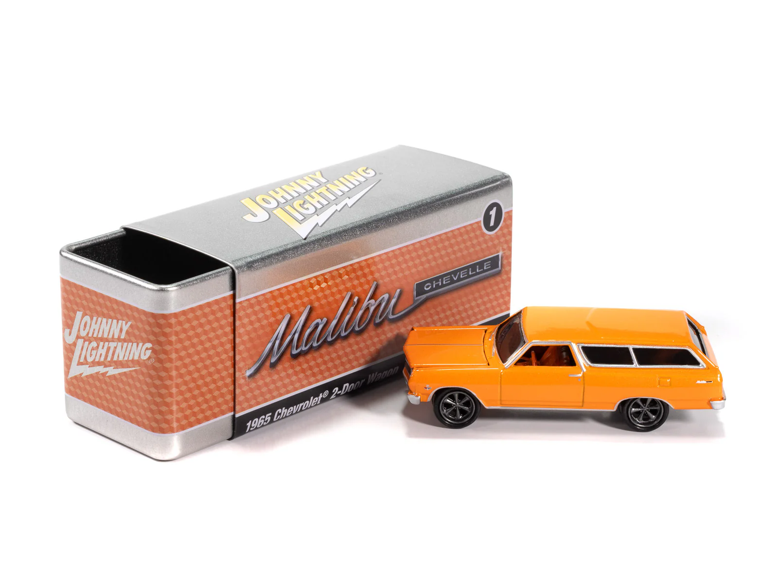 Johnny Lightning 1965 Chevy 2-Door Wagon (Sunset Metallic) with Collector Tin 1:64 Diecast - Image 4