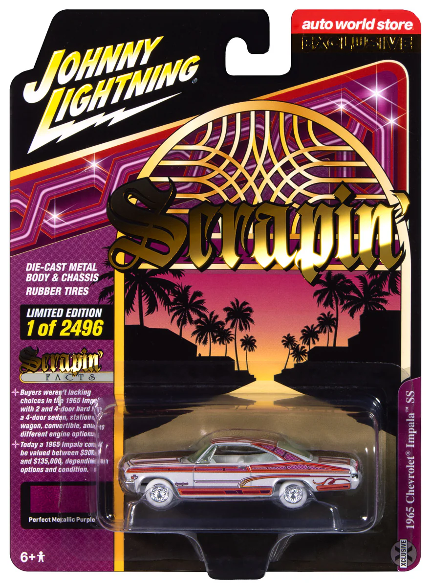 Johnny Lightning 1965 Chevy Impala SS Lowrider (Perfect Metallic Purple) (Auto World Store Exclusive) 1:64 Diecast - Image 7