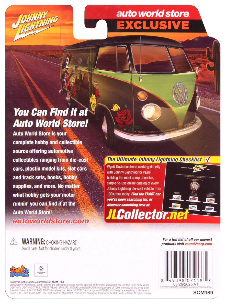 Johnny Lightning 1965 Volkswagen Transporter Day of the Dead (Auto World Store Exclusive) 1:64 Diecast - Image 6