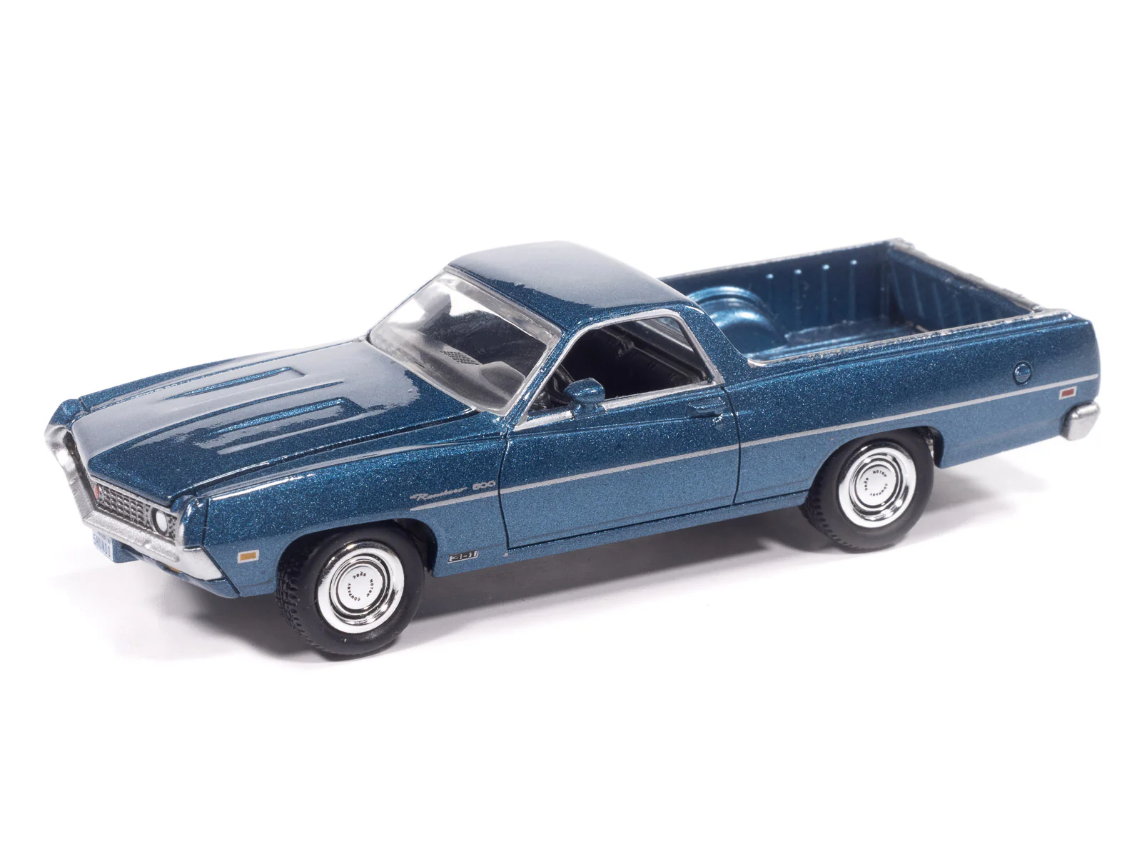 Johnny Lightning 1970 Ford Ranchero 500 (Acapulco Blue) with Collector Tin 1:64 Diecast - Image 3