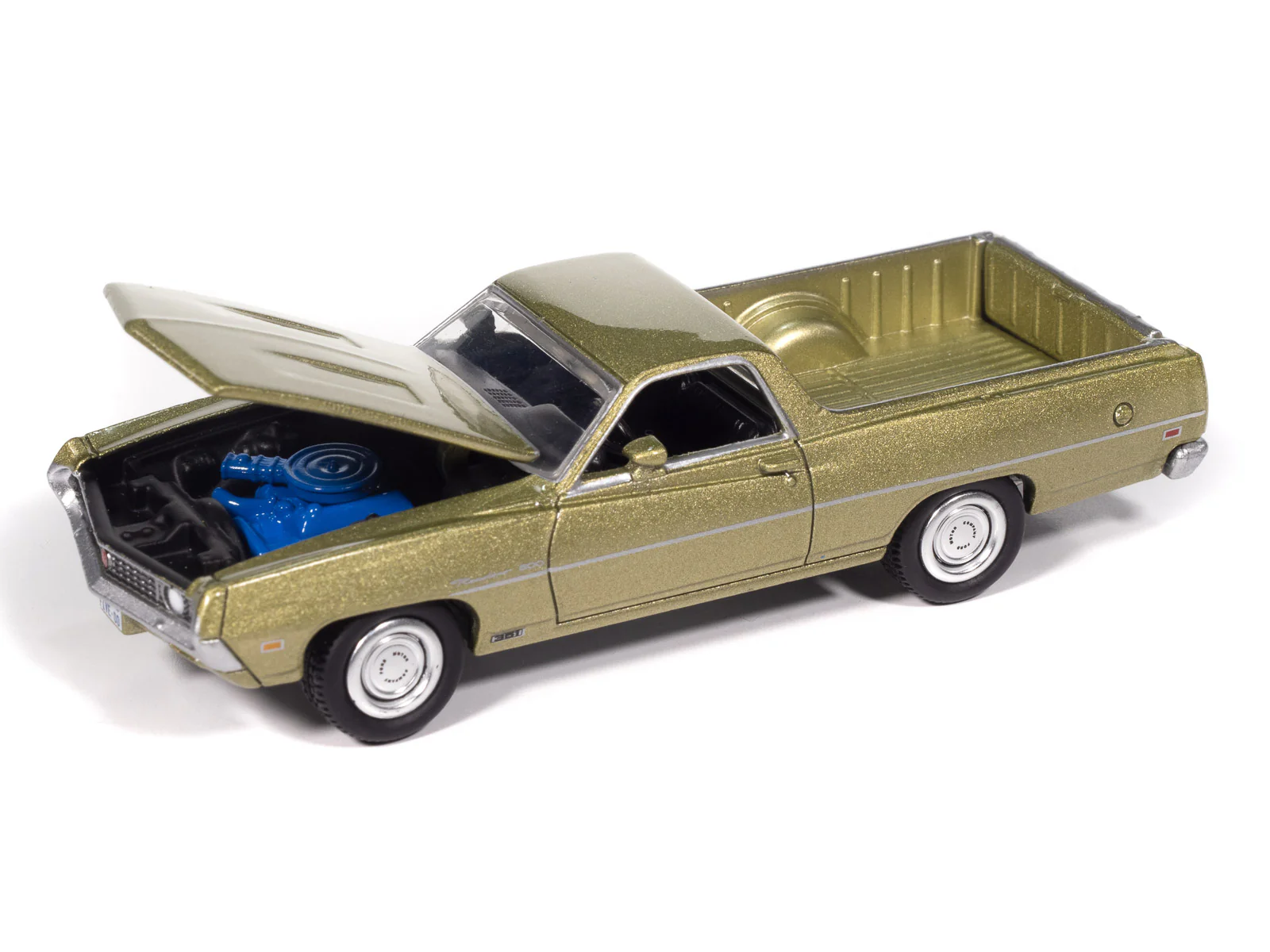 Johnny Lightning 1970 Ford Ranchero 500 (Medium Lime Poly) with Collector Tin 1:64 Diecast - Image 4