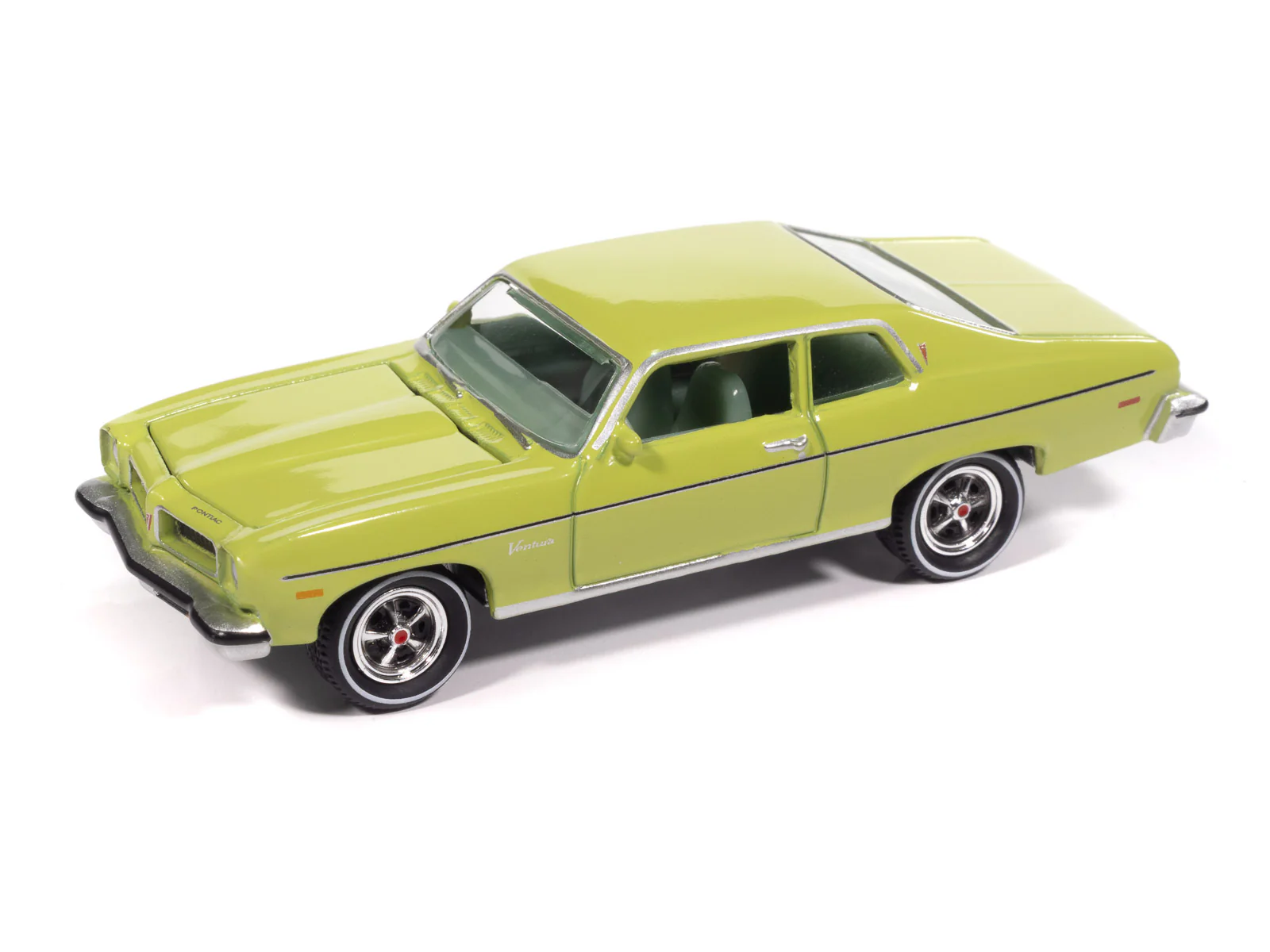 Johnny Lightning 1974 Pontiac Ventura NEW TOOL (Fernmist Green) with Collector Tin 1:64 Diecast - Image 2