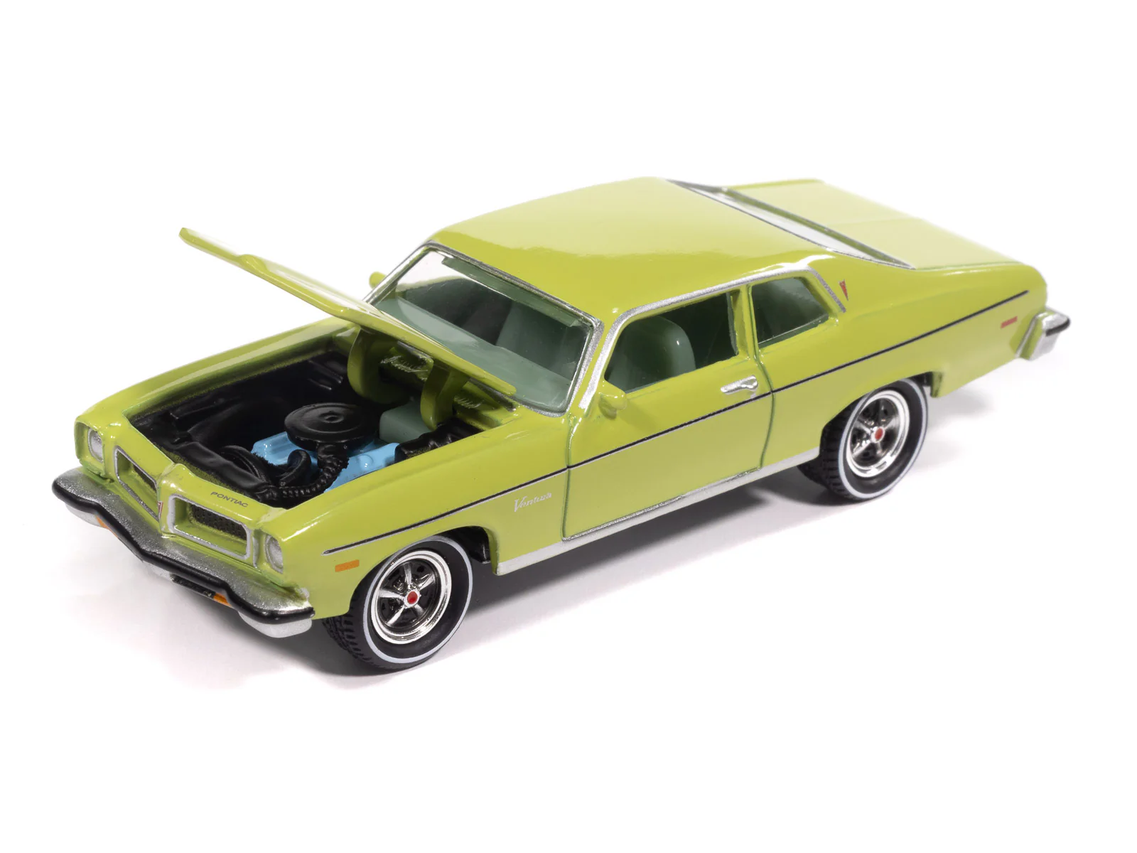 Johnny Lightning 1974 Pontiac Ventura NEW TOOL (Fernmist Green) with Collector Tin 1:64 Diecast - Image 3