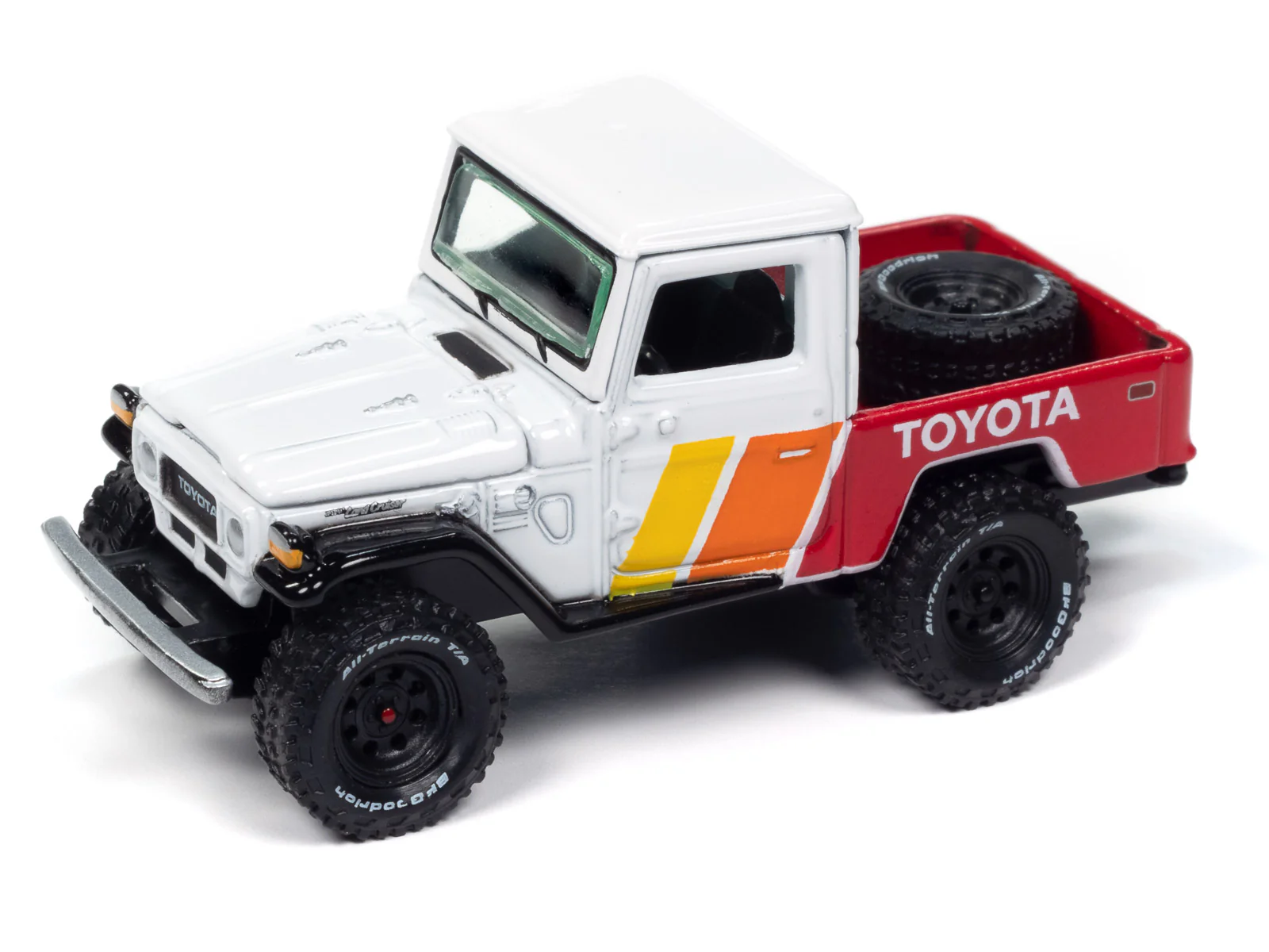 Johnny Lightning 1980 Toyota Land Cruiser w/Open Car Trailer 1:64 Diecast - Image 3