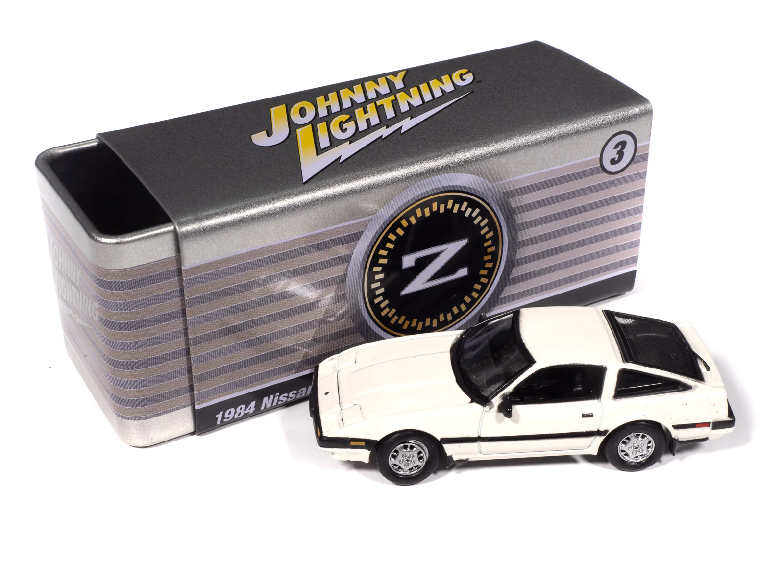 Johnny Lightning 1984 Nissan 300zx (Mint White) with Collector Tin 1:64 Diecast - Image 2