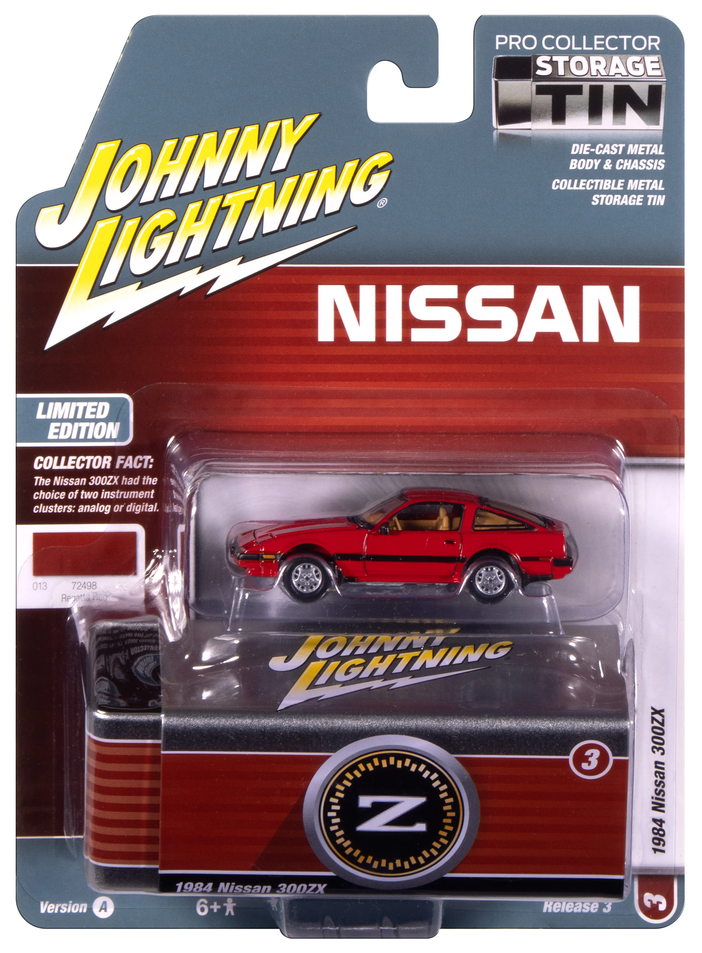 Johnny Lightning 1984 Nissan 300zx (Regatta Red) with Collector Tin 1:64 Diecast