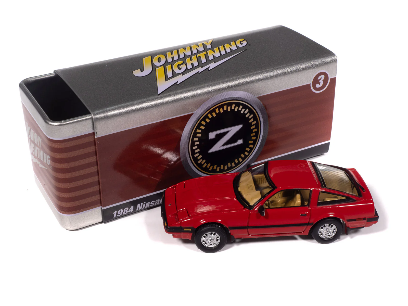 Johnny Lightning 1984 Nissan 300zx (Regatta Red) with Collector Tin 1:64 Diecast - Image 2