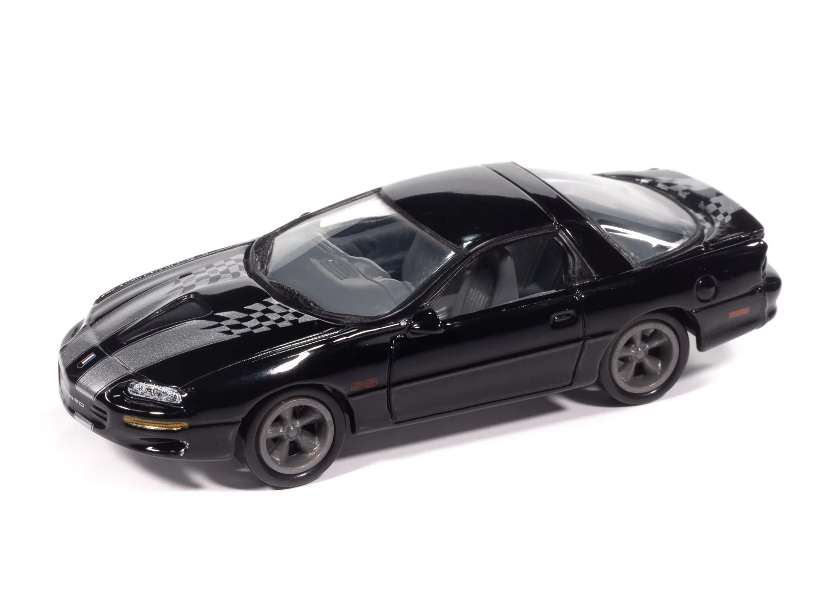 Johnny Lightning 2002 Chevy Camaro SS 35th Anniversary (Black w/Silver Stripes) with Collector Tin 1:64 Diecast - Image 2