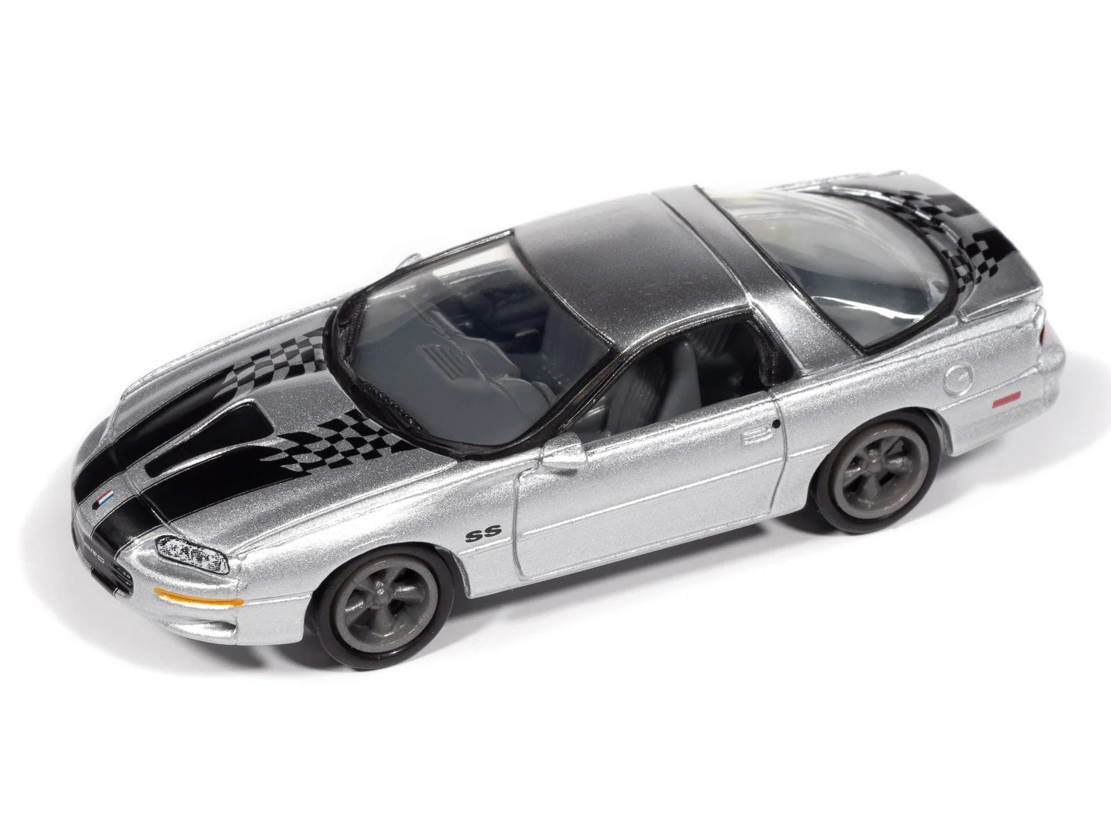 Johnny Lightning 2002 Chevy Camaro SS 35th Anniversary (Silver w/Black Stripes) with Collector Tin 1:64 Diecast - Image 2