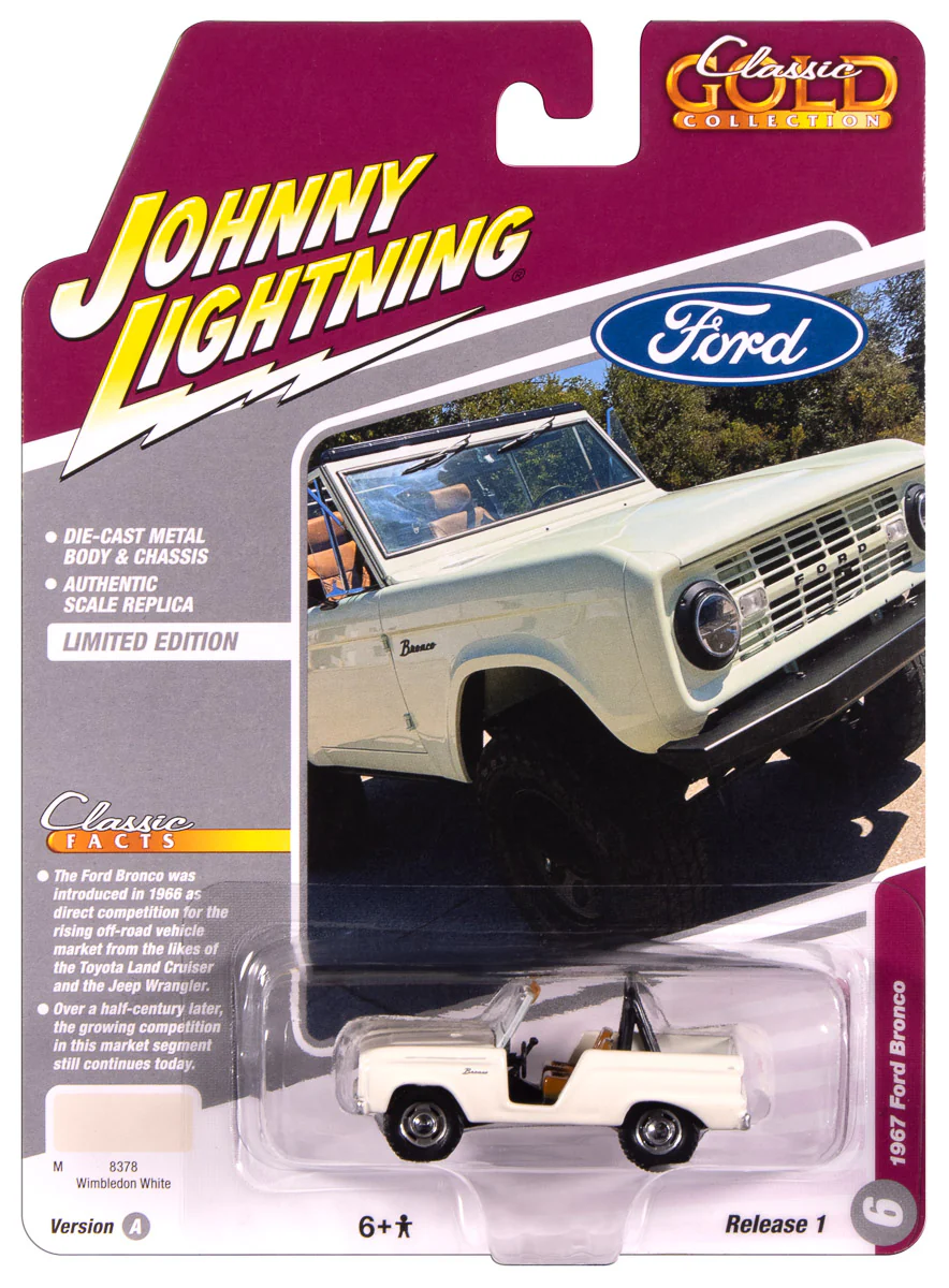 Johnny Lightning Classic Gold 1967 Ford Bronco (Wimbledon White) 1:64 Scale Diecast