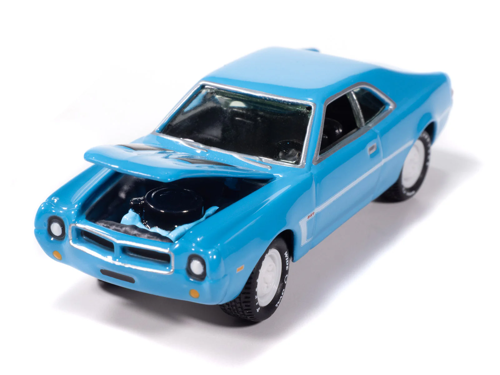 Johnny Lightning Classic Gold 1969 AMC Javelin (Big Bad Blue w/ White C Stripe) 1:64 Scale Diecast - Image 3