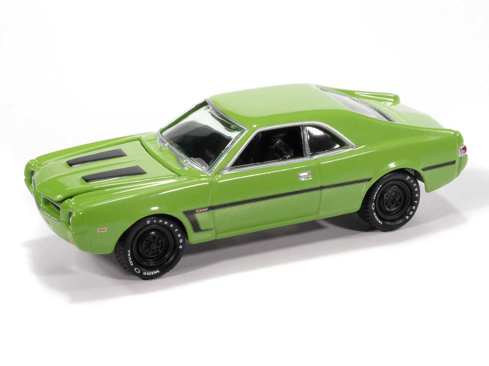 Johnny Lightning Classic Gold 1969 AMC Javelin (Big Bad Green w/ White C Stripe) 1:64 Scale Diecast - Image 2