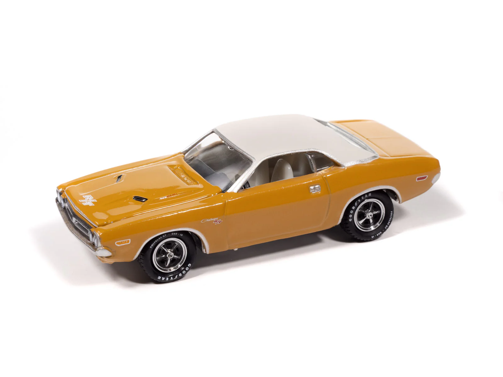 Johnny Lightning Classic Gold 1971 Dodge Challenger R/T (Butterscotch w/White Top) 1:64 Scale Diecast - Image 2