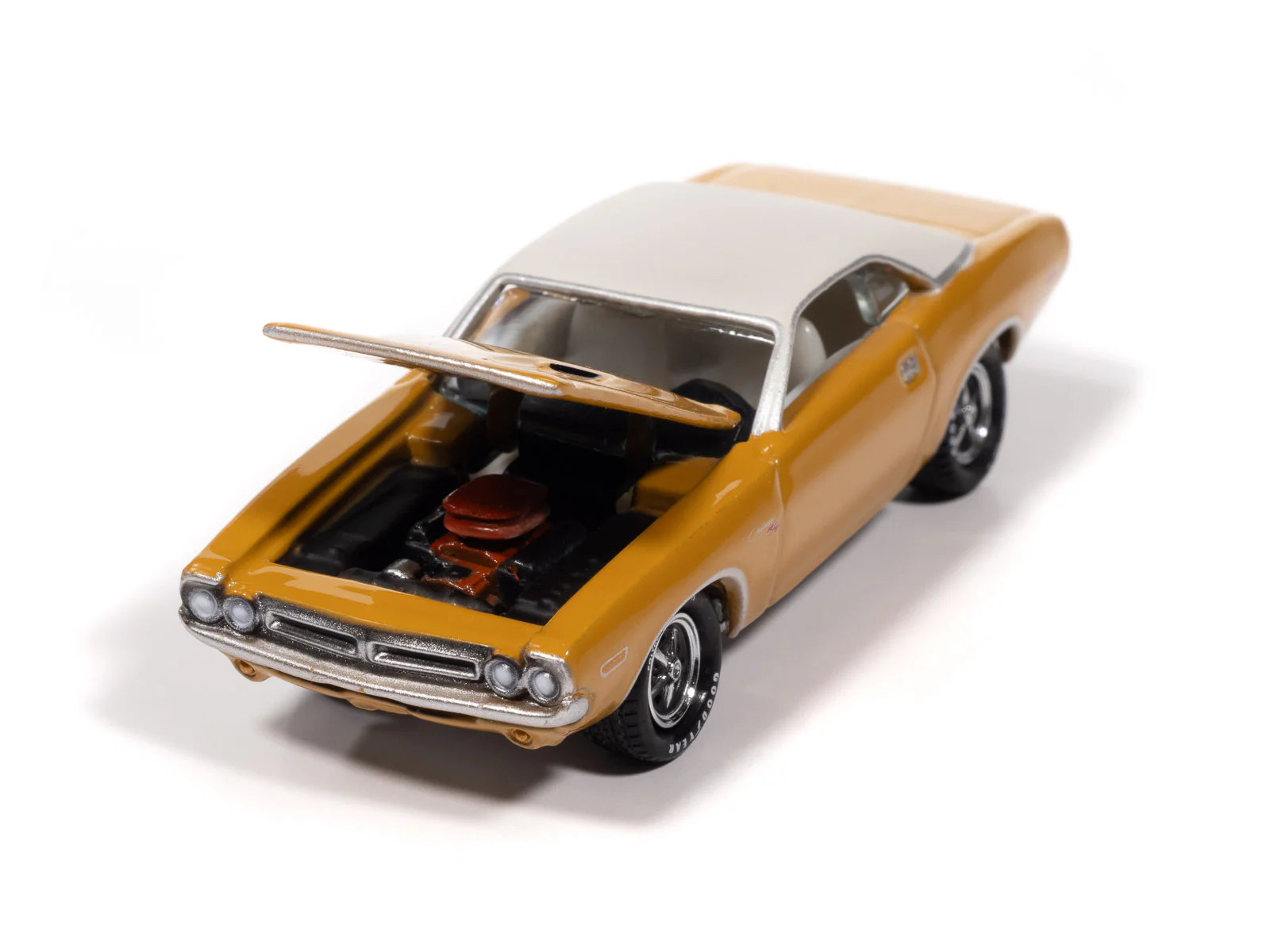 Johnny Lightning Classic Gold 1971 Dodge Challenger R/T (Butterscotch w/White Top) 1:64 Scale Diecast - Image 3