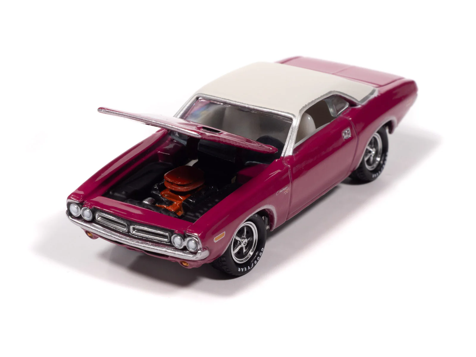 Johnny Lightning Classic Gold 1971 Dodge Challenger R/T (Panther Pink w/White Top) 1:64 Scale Diecast - Image 3