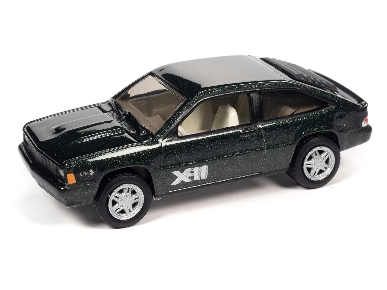 Johnny Lightning Classic Gold 1981 Chevrolet Citation X-11 (Dark Green Metallic) 1:64 Scale Diecast - Image 2