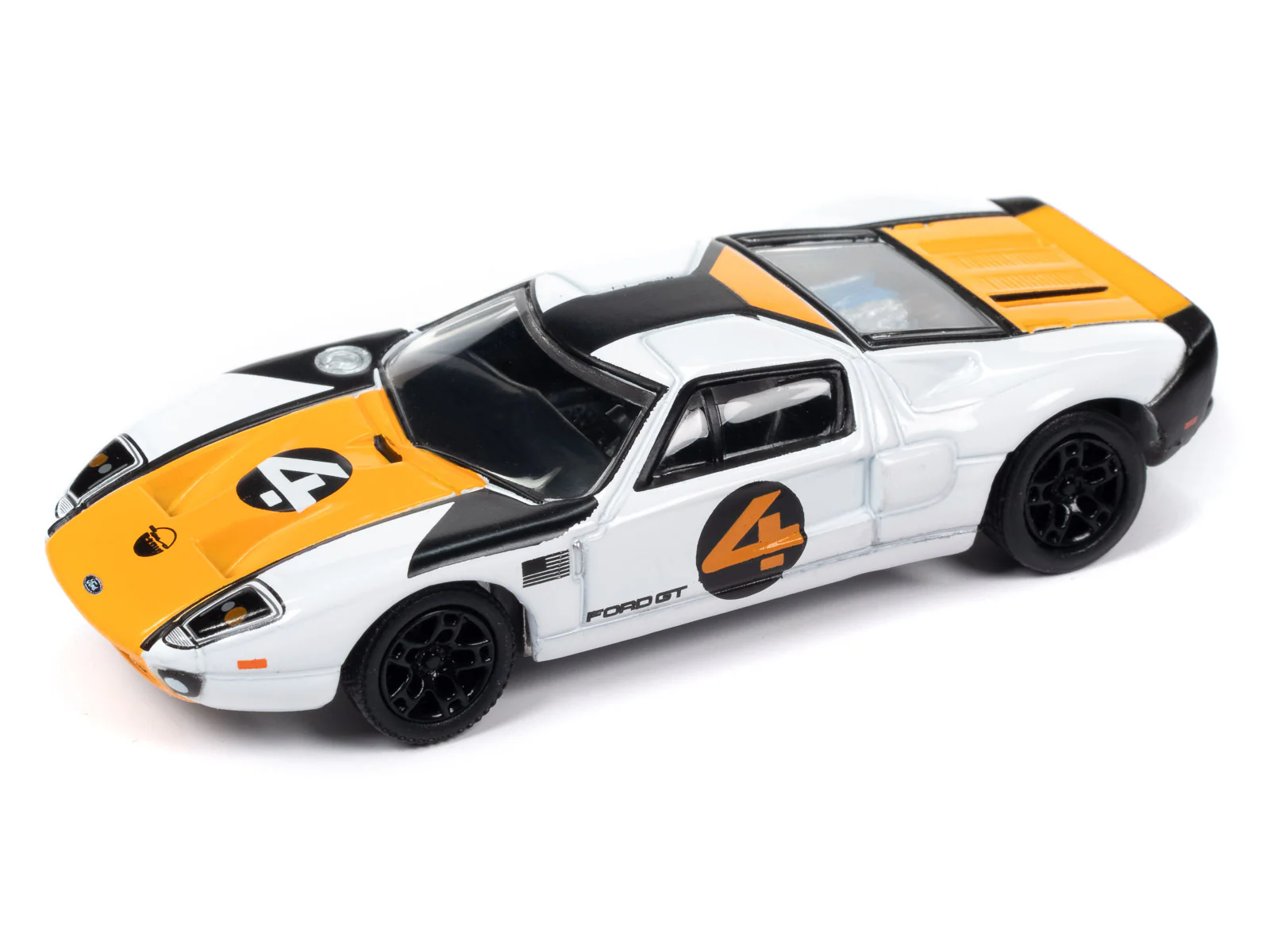 Johnny Lightning Classic Gold 2005 Ford GT (White w/ Orange & Flat Black) 1:64 Scale Diecast - Image 2