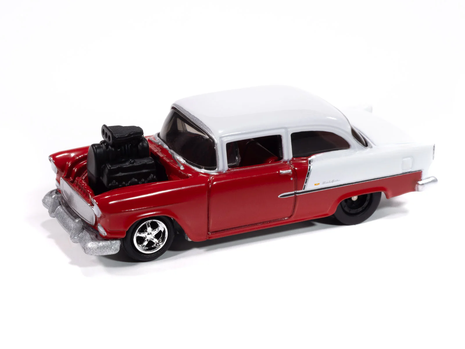 Johnny Lightning Hobby Exclusive 1955 Chevrolet Bel Air (Red/White) 1:64 Scale Diecast - Image 2