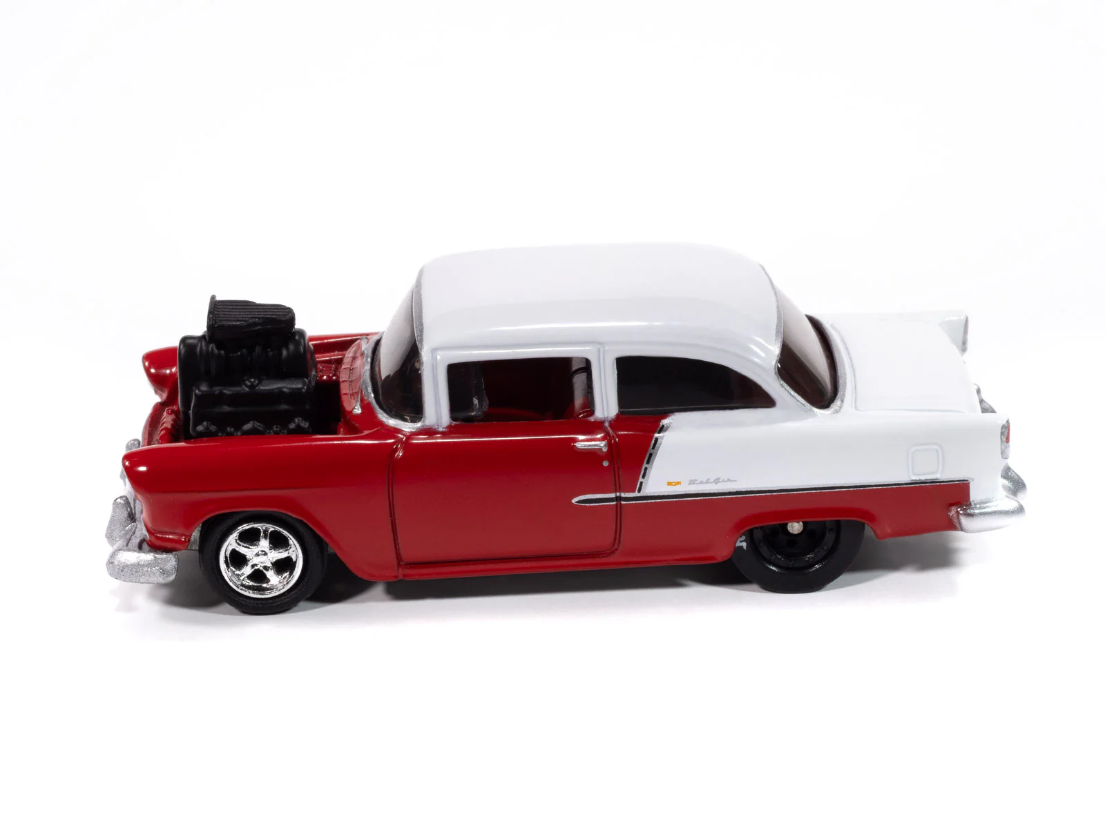 Johnny Lightning Hobby Exclusive 1955 Chevrolet Bel Air (Red/White) 1:64 Scale Diecast - Image 4