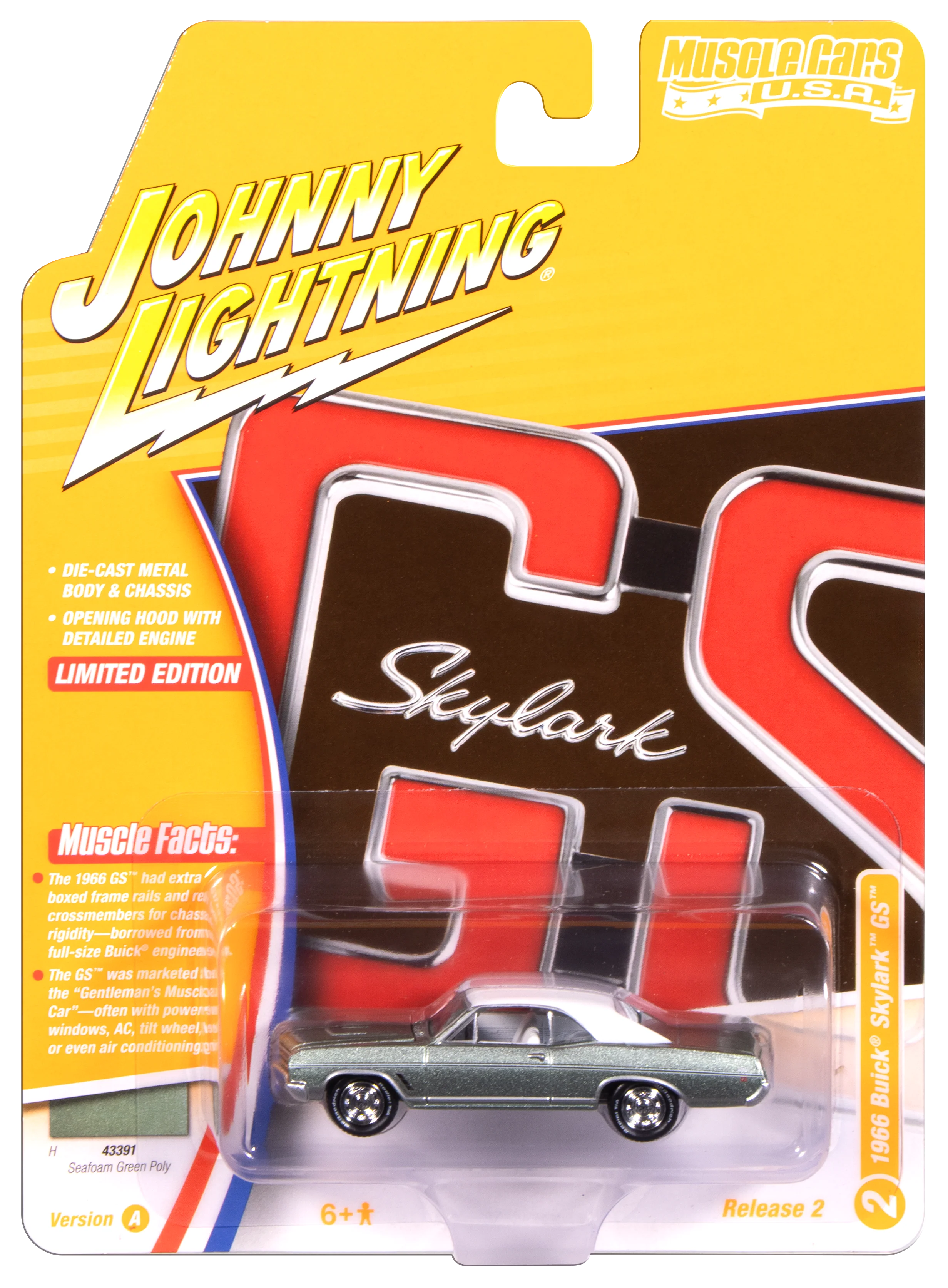 Johnny Lightning Muscle Cars 1966 Buick Skylark GS (Seafoam Green Poly) 1:64 Scale Diecast