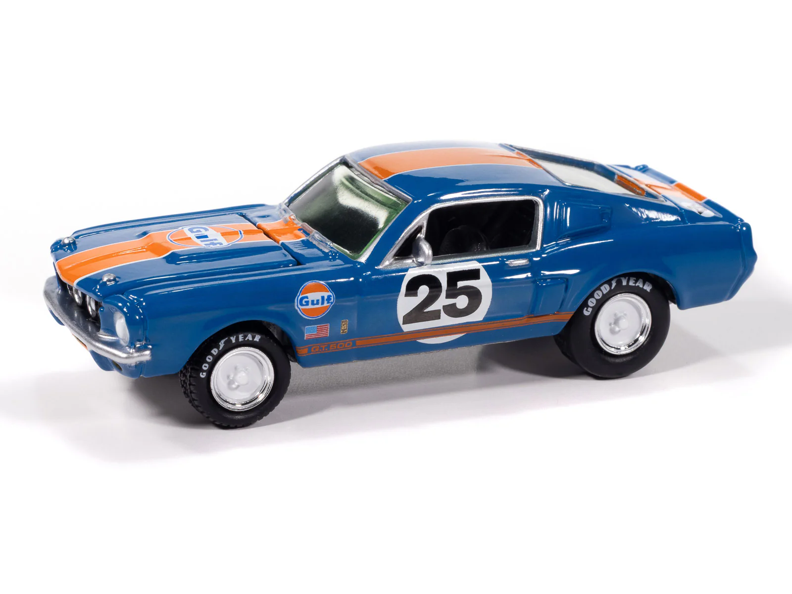 Johnny Lightning Muscle Cars 1967 Shelby GT-500 (Gulf Dark Blue w/ Orange Stripe) 1:64 Scale Diecast - Image 2