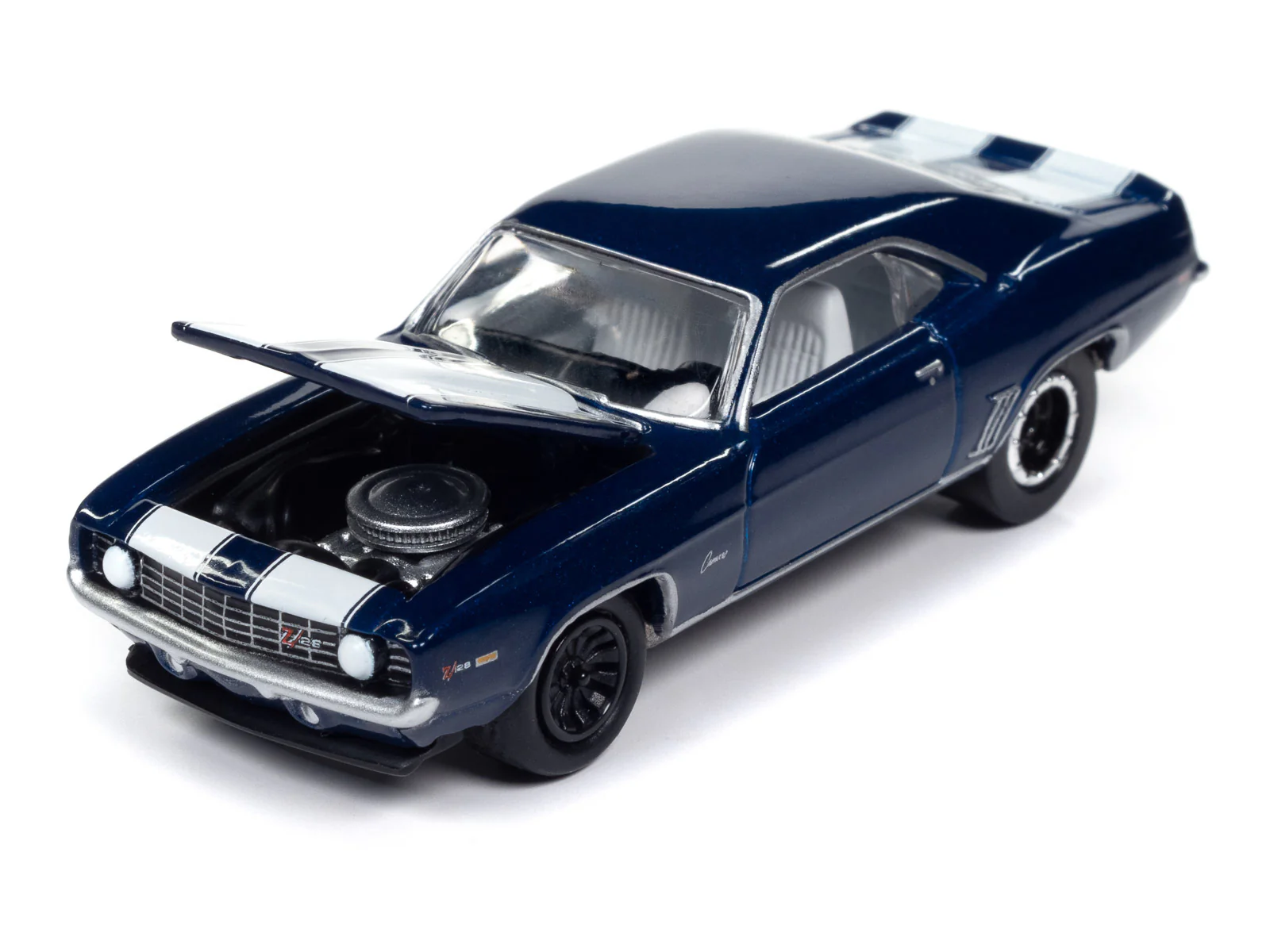 Johnny Lightning Muscle Cars 1969 Chevy Camaro Z28 (Metallic Blue w/White Stripes) 1:64 Scale Diecast - Image 3