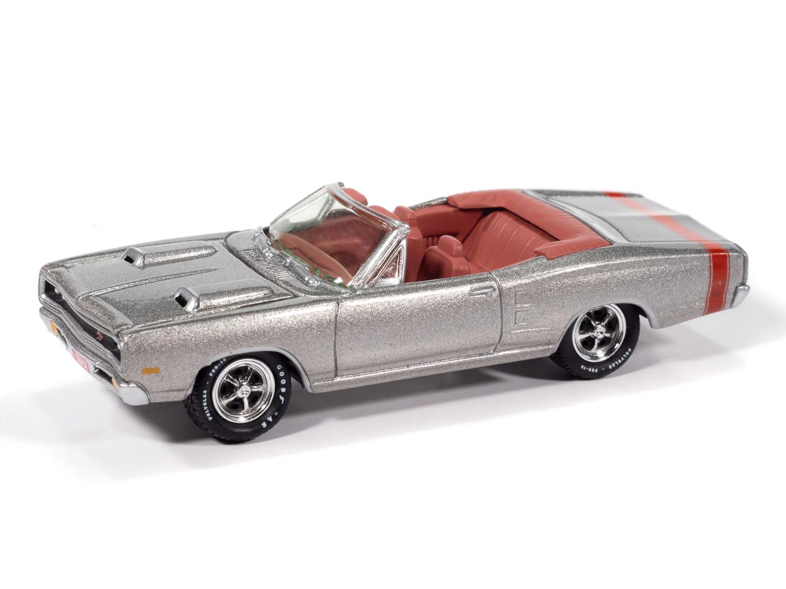 Johnny Lightning Muscle Cars 1969 Dodge Coronet R/T Convertible (A4 Silver) 1:64 Scale Diecast - Image 2