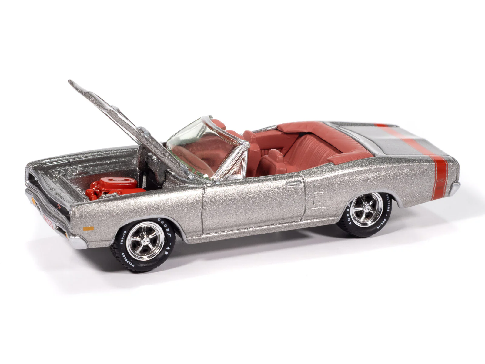 Johnny Lightning Muscle Cars 1969 Dodge Coronet R/T Convertible (A4 Silver) 1:64 Scale Diecast - Image 3